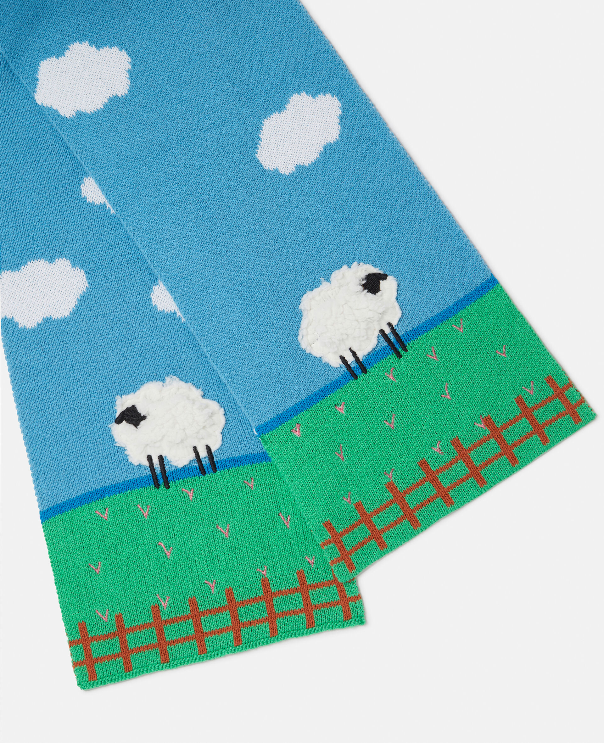 Sheep Embroidered Scarf-Blue-large image number 1