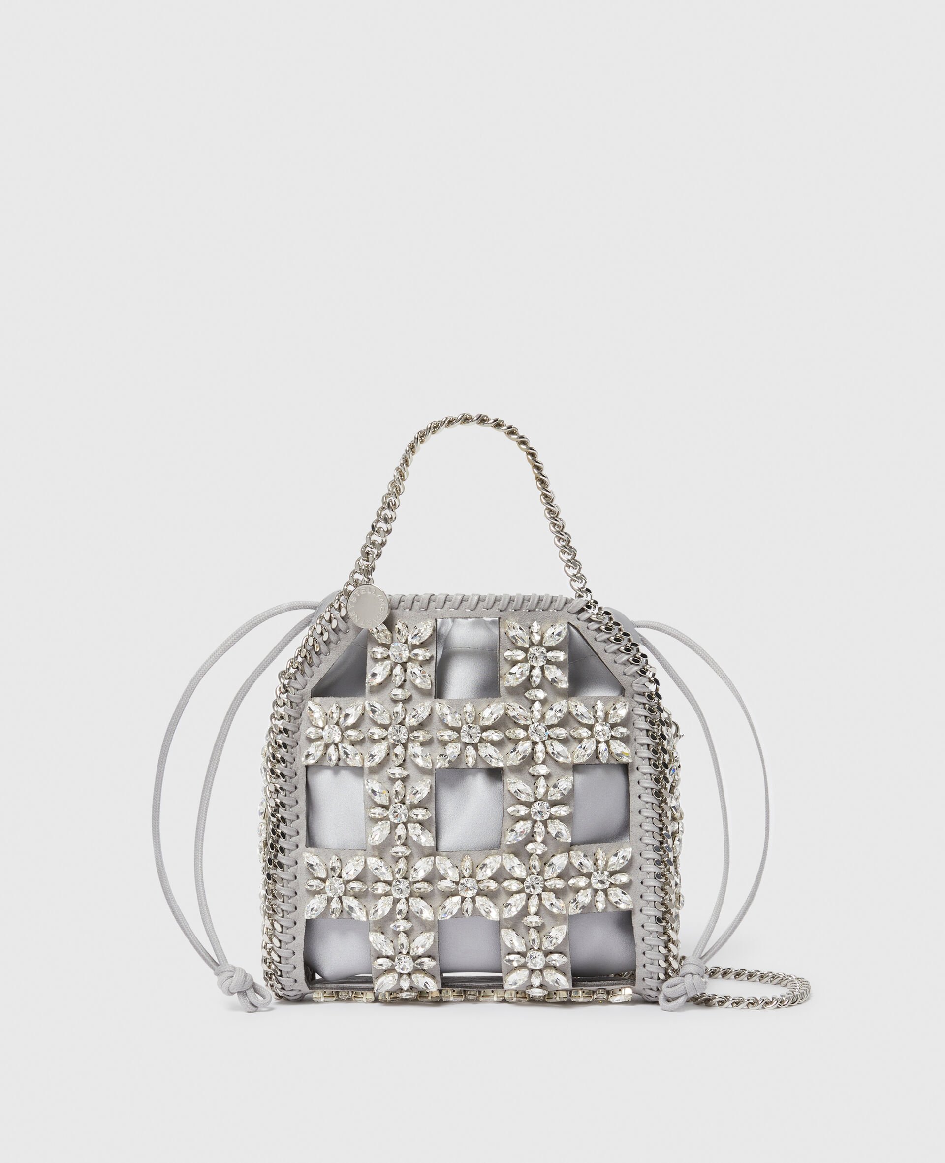 Falabella Tiny Crystal Cage Tote Bag-Silver-large image number 0