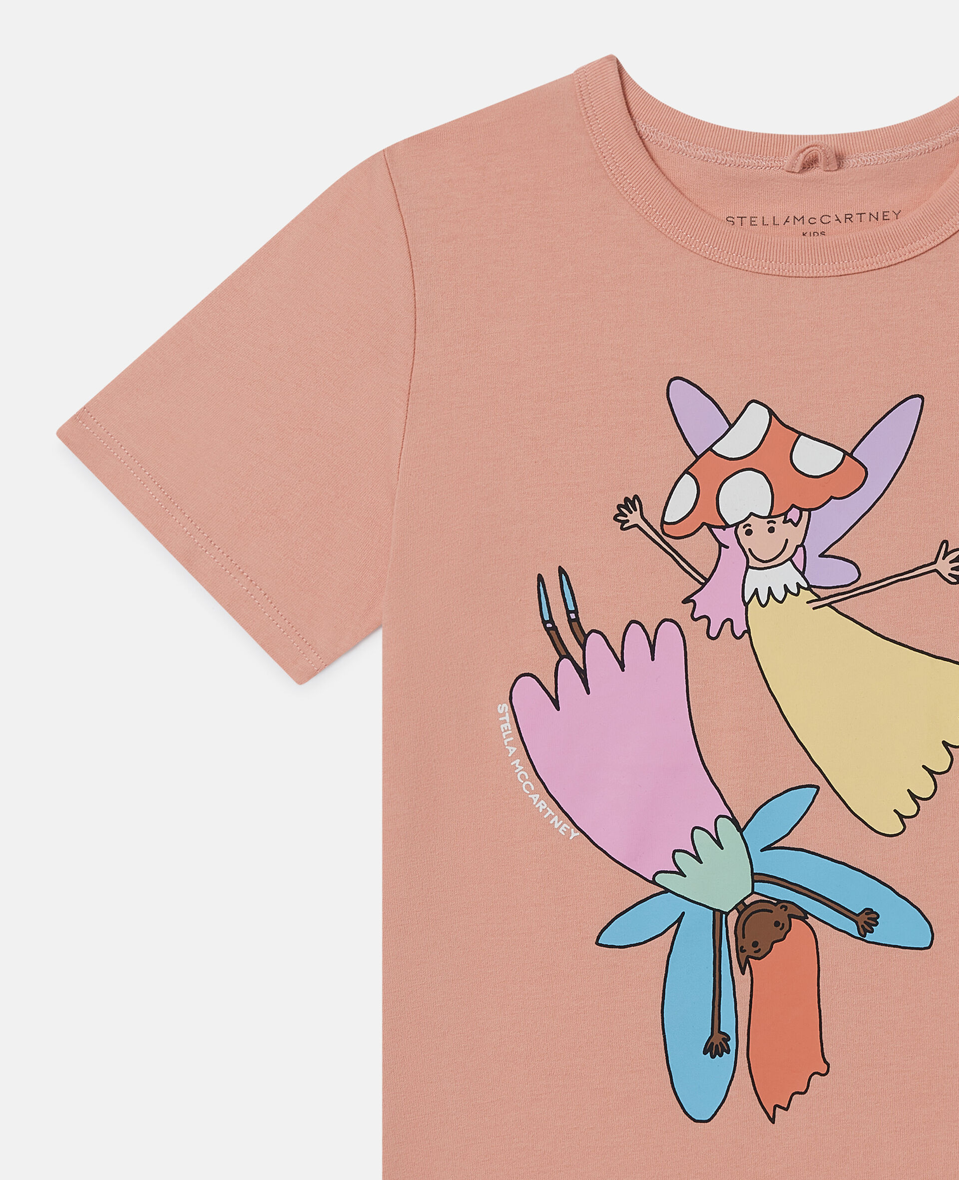 Fairies Print Crewneck T-Shirt-Pink-large Fairies Print Crewneck T-Shirt-Pink-large image number 1