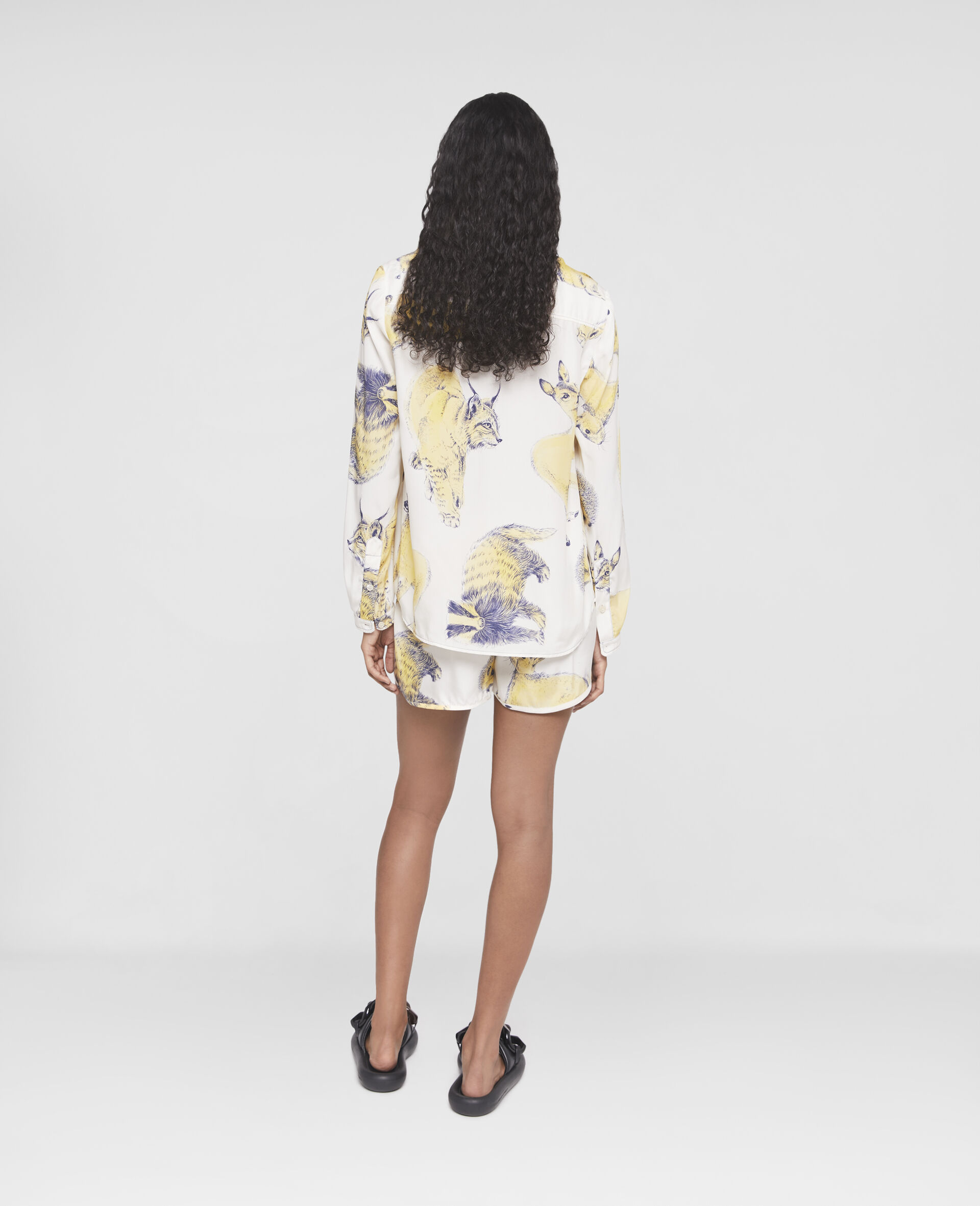 Rewild Fauna Print Silk Shirt-Yellow-large image number 2