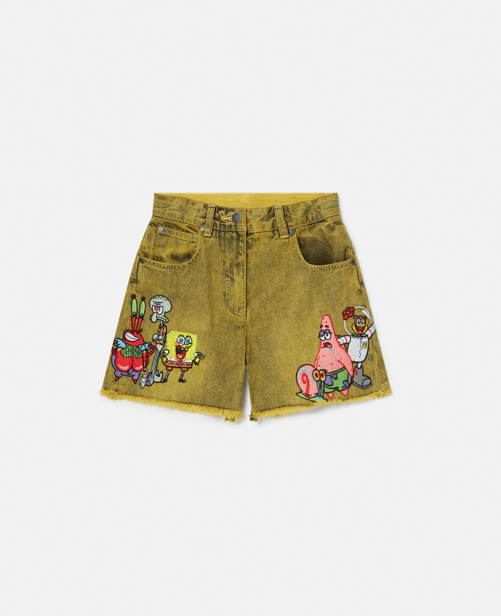 SpongeBob Graphic Denim Shorts-Yellow-large image number 0