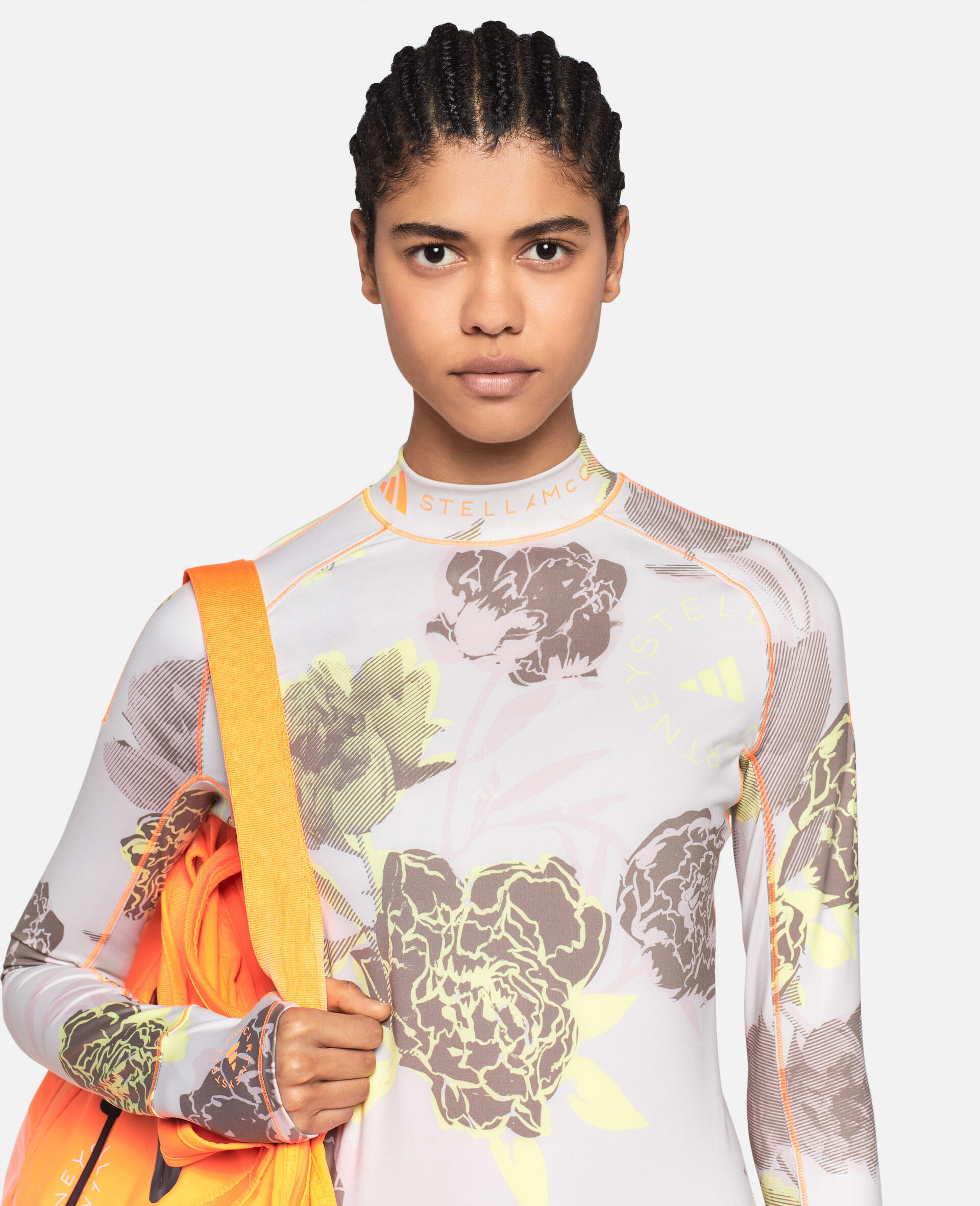 TruePurpose Peony Print Long Sleeve Cropped Midlayer Top-Multicolour-large image number 3