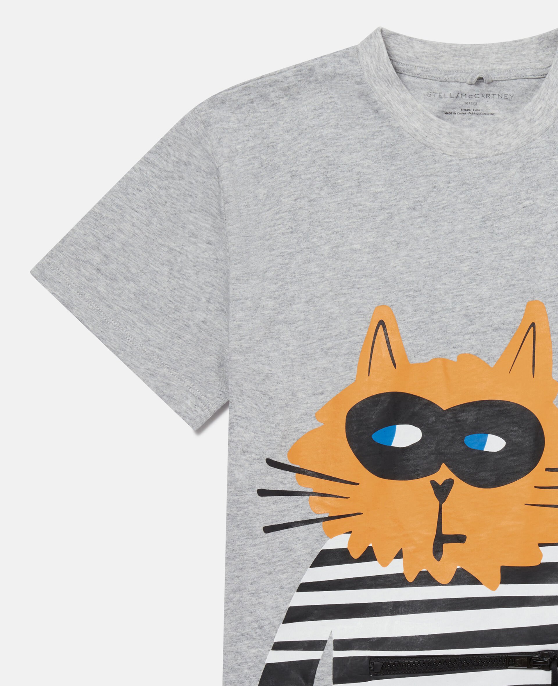 Cat Graphic T-Shirt-Grey-large Cat Graphic T-Shirt-Grey-large image number 1