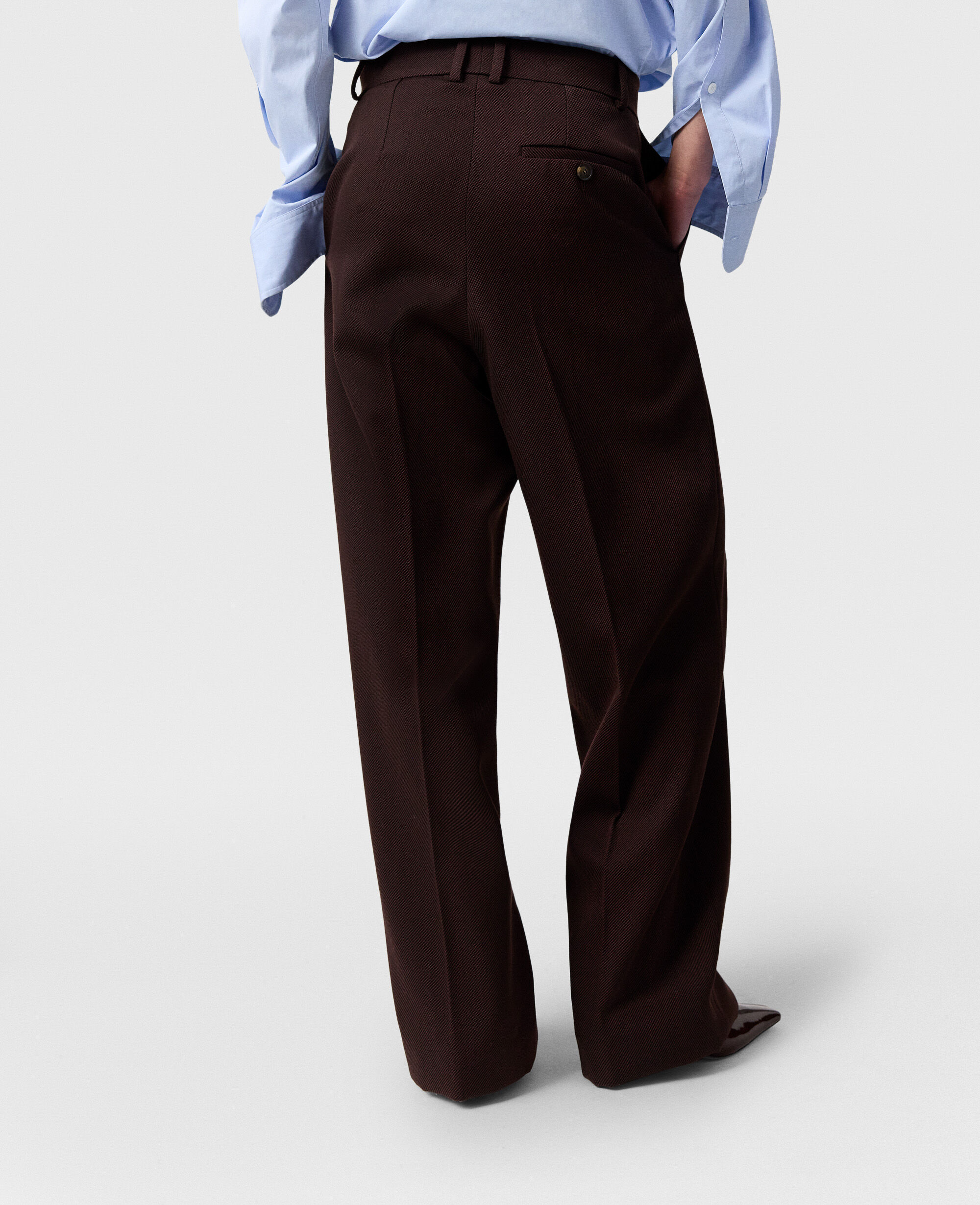 パンツ Stella McCartney PANTS (6402243GU700 6008) Women Raisin Pleated Straight-Leg Pants | Stella McCartney US