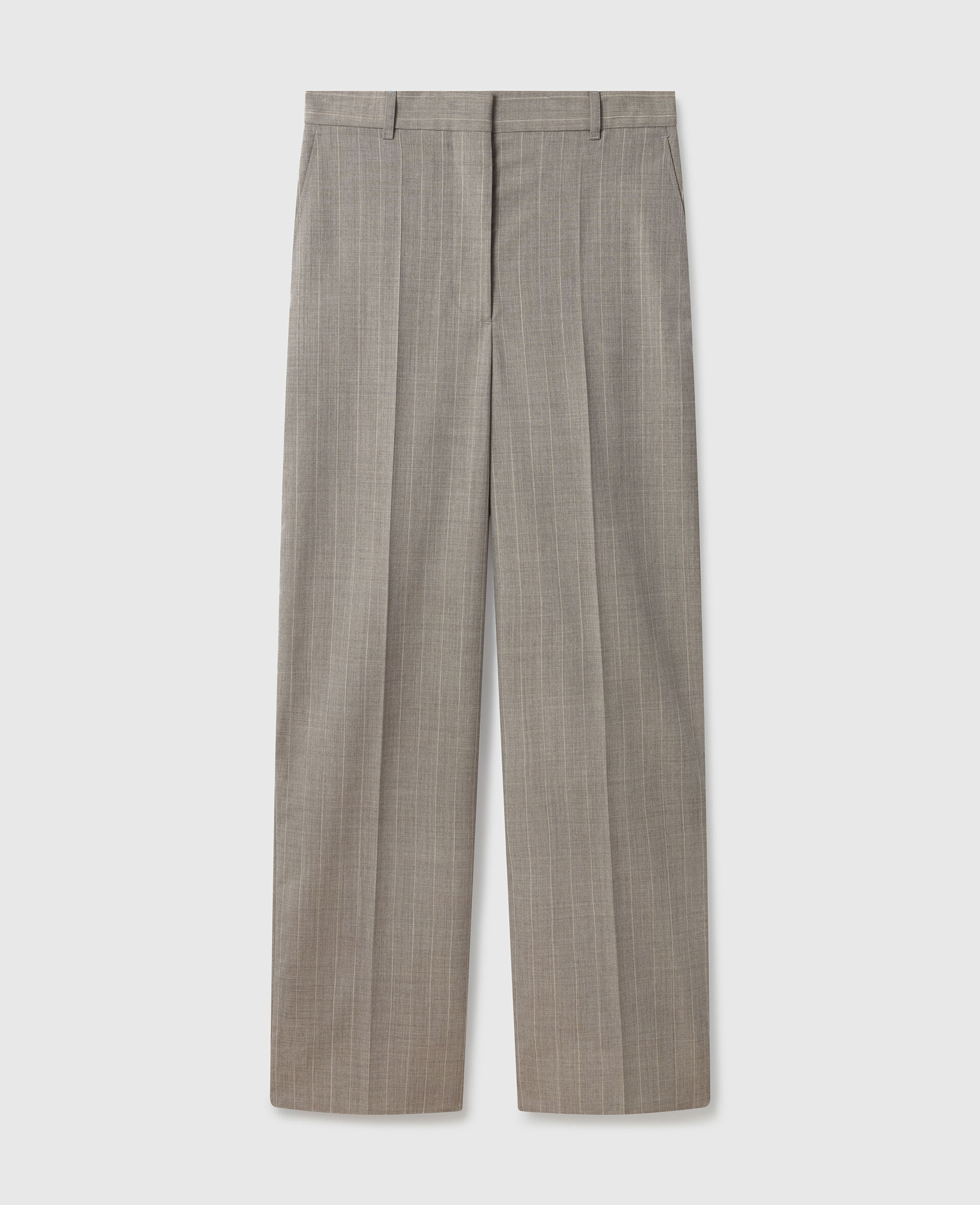 Pantalon slim fusele raye-Gris-large image number 0