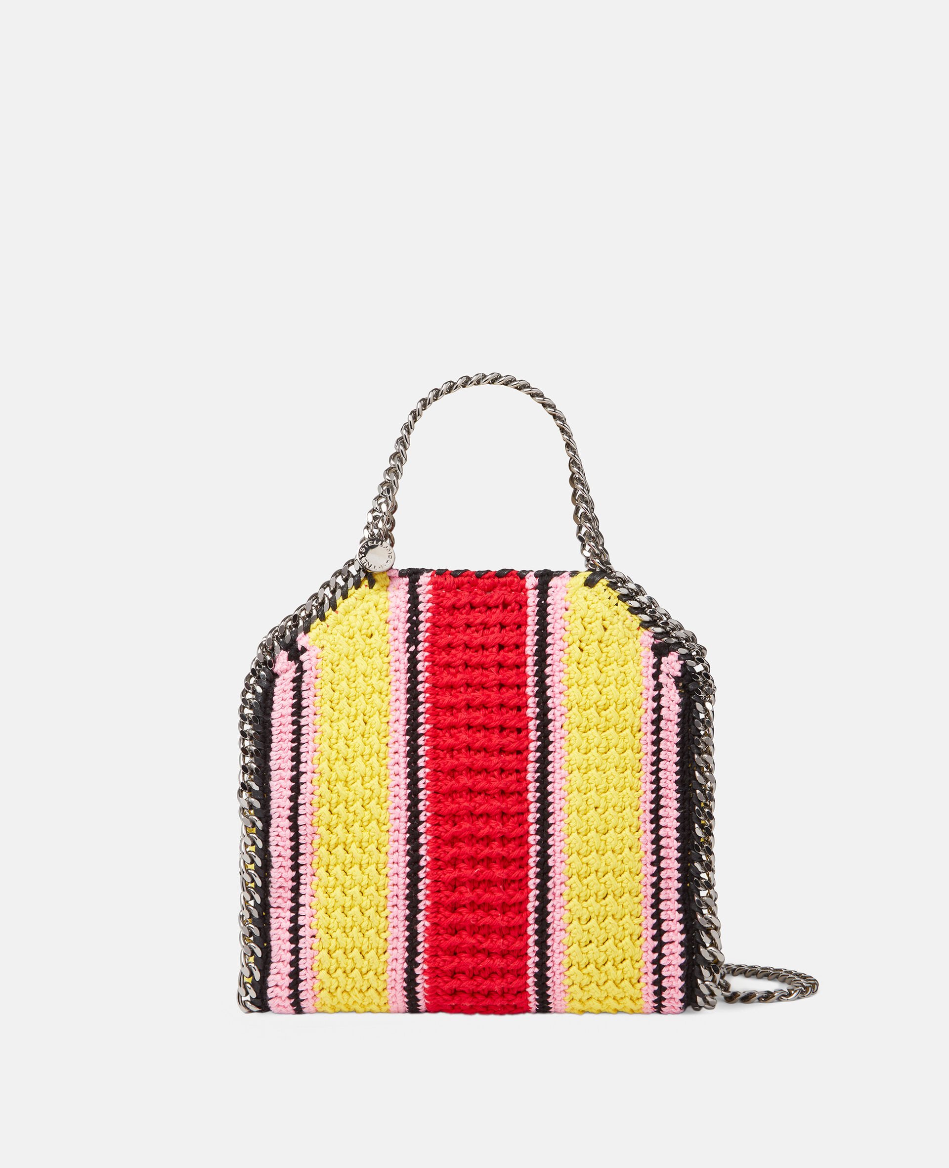 Borsa tote mini Falabella in cotone a righe all'uncinetto-Verde-large image number 0