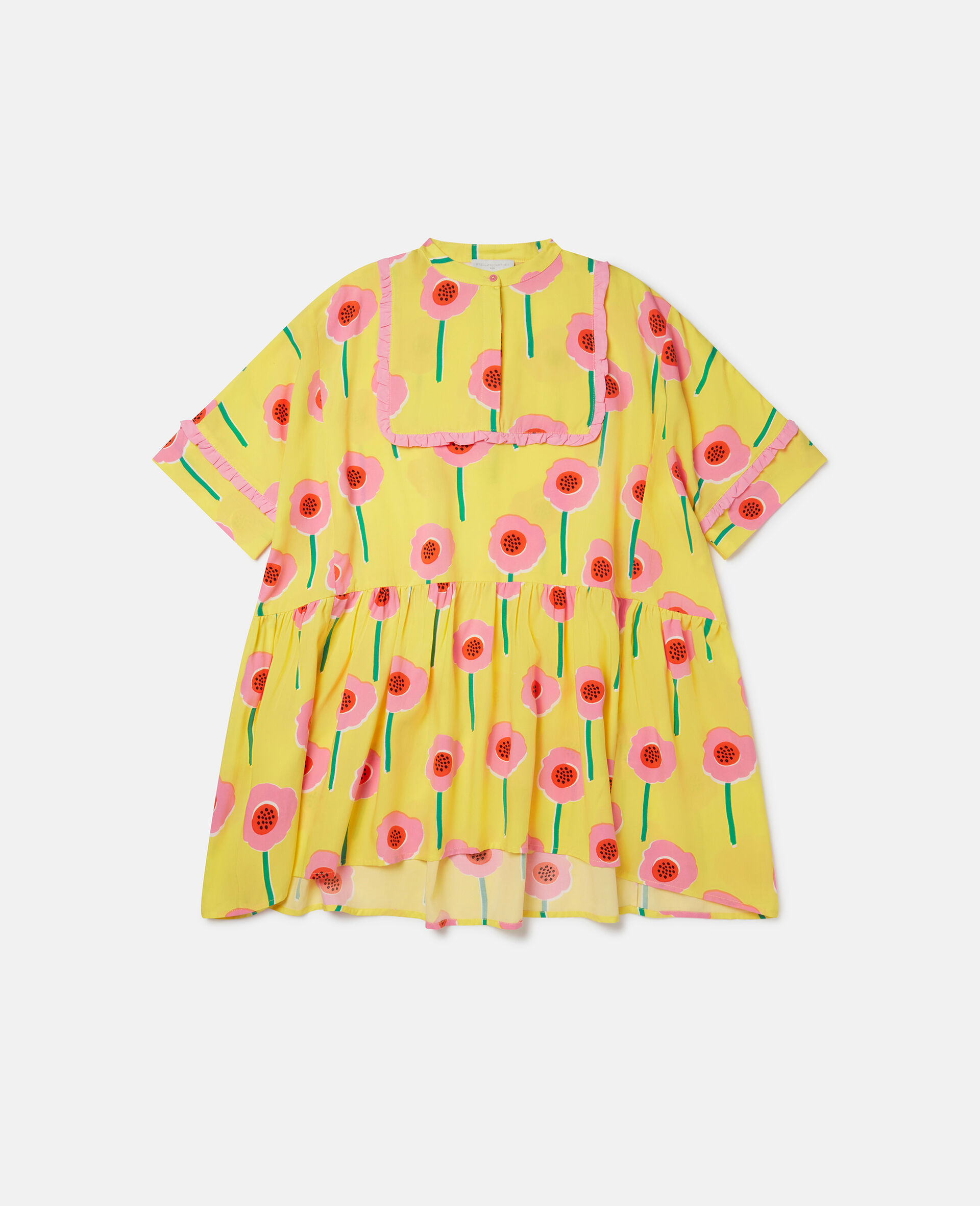 Flower Print Frill Trim Dress-Multicolour-large image number 0