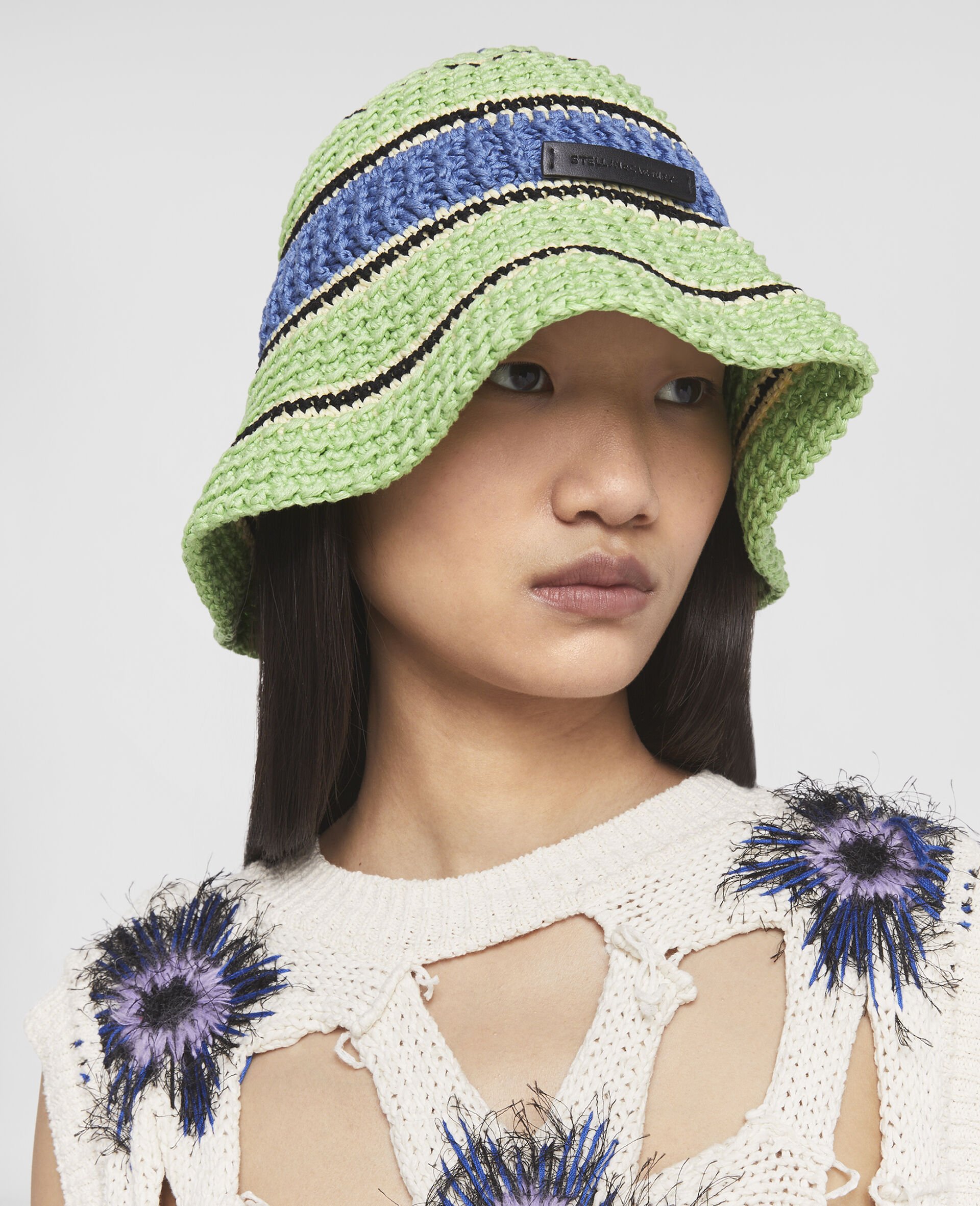 Logo Cotton Crochet Bucket Hat-Green-large image number 1