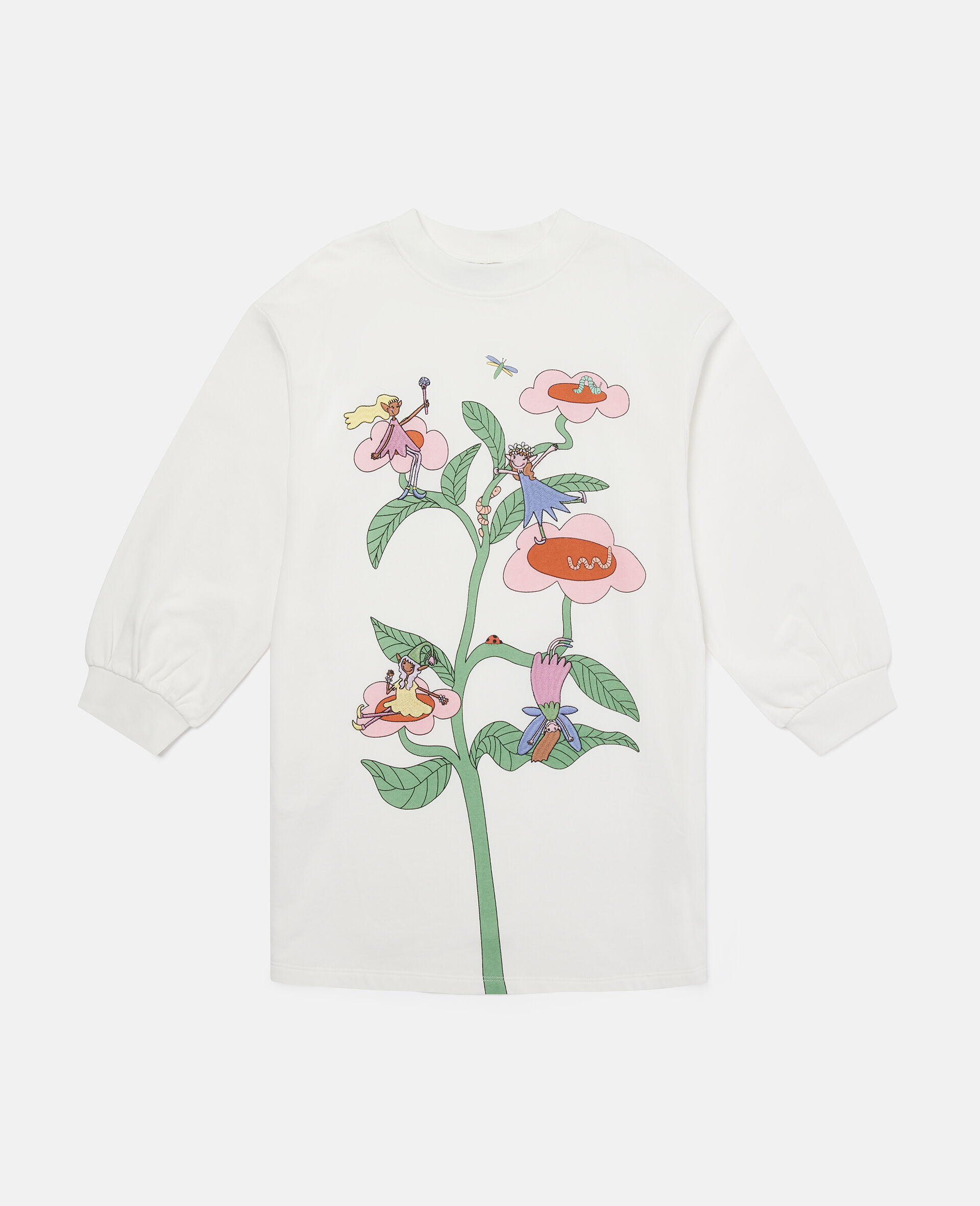 Sweatshirt-Kleid mit Rundhalsausschnitt und Feen-Print-Weiß-large image number 0
