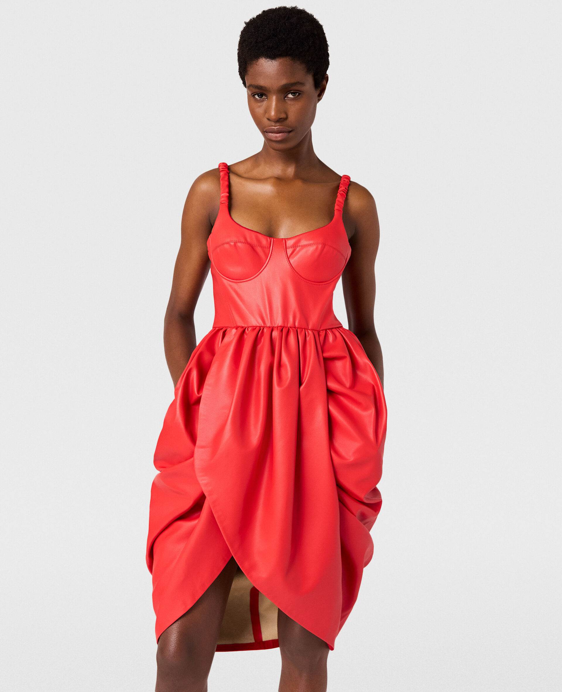 Bustier Top Ruched Wrapped Mini Dress-Red-large image number 4