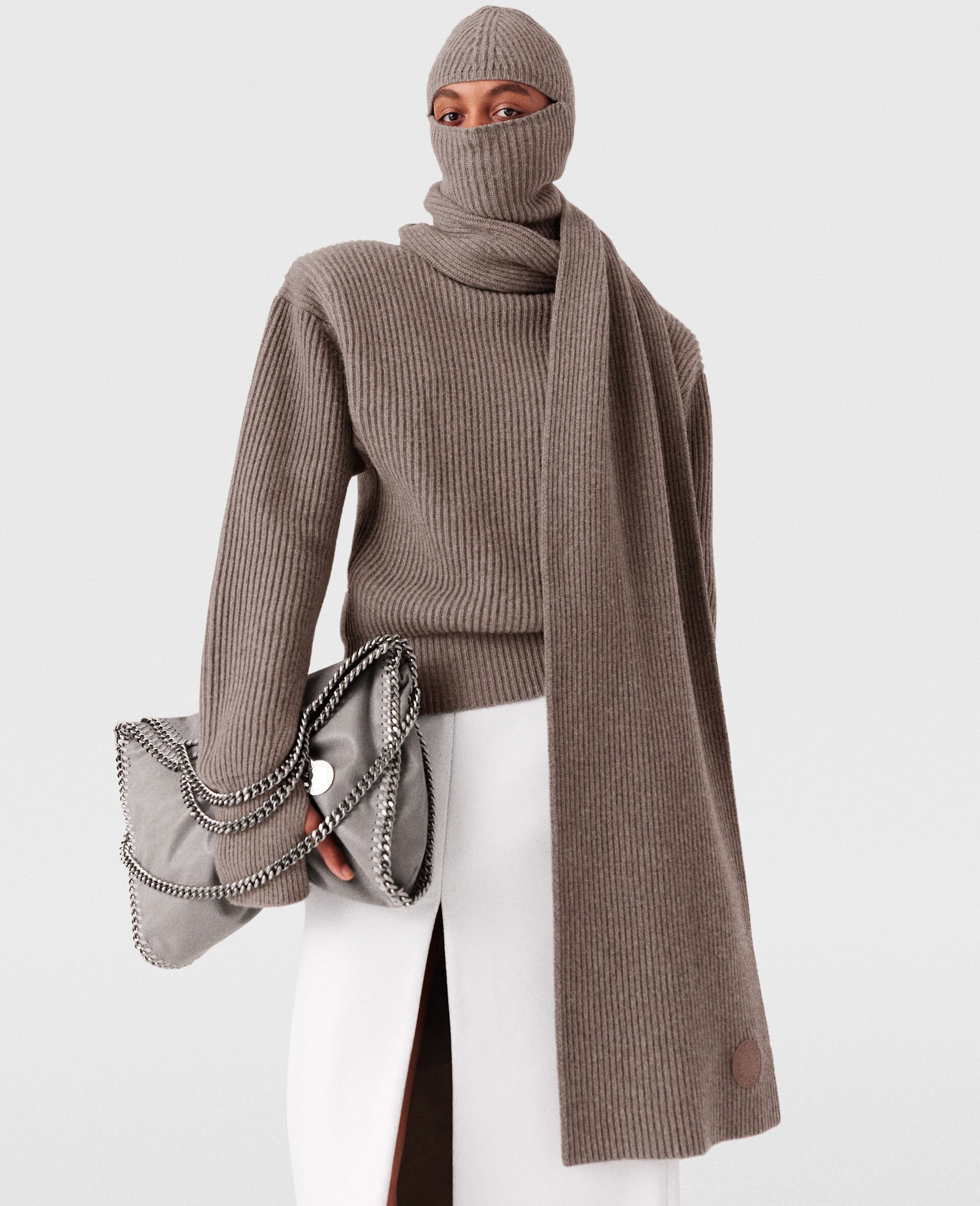 Ribbed Balaclava -Brown-large image number 5