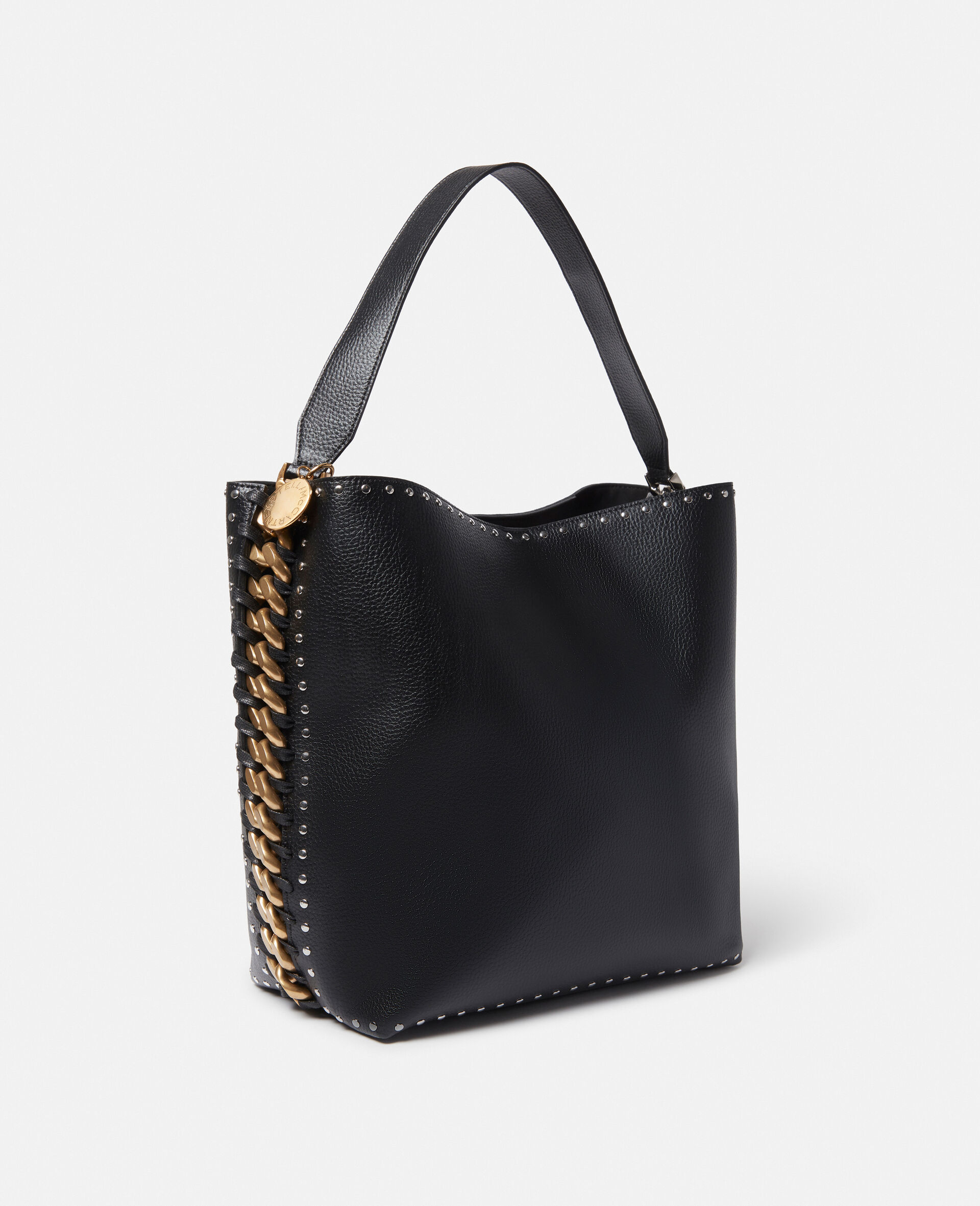 Frayme Studded Grainy Alter Mat Tote Bag-Black-large image number 5