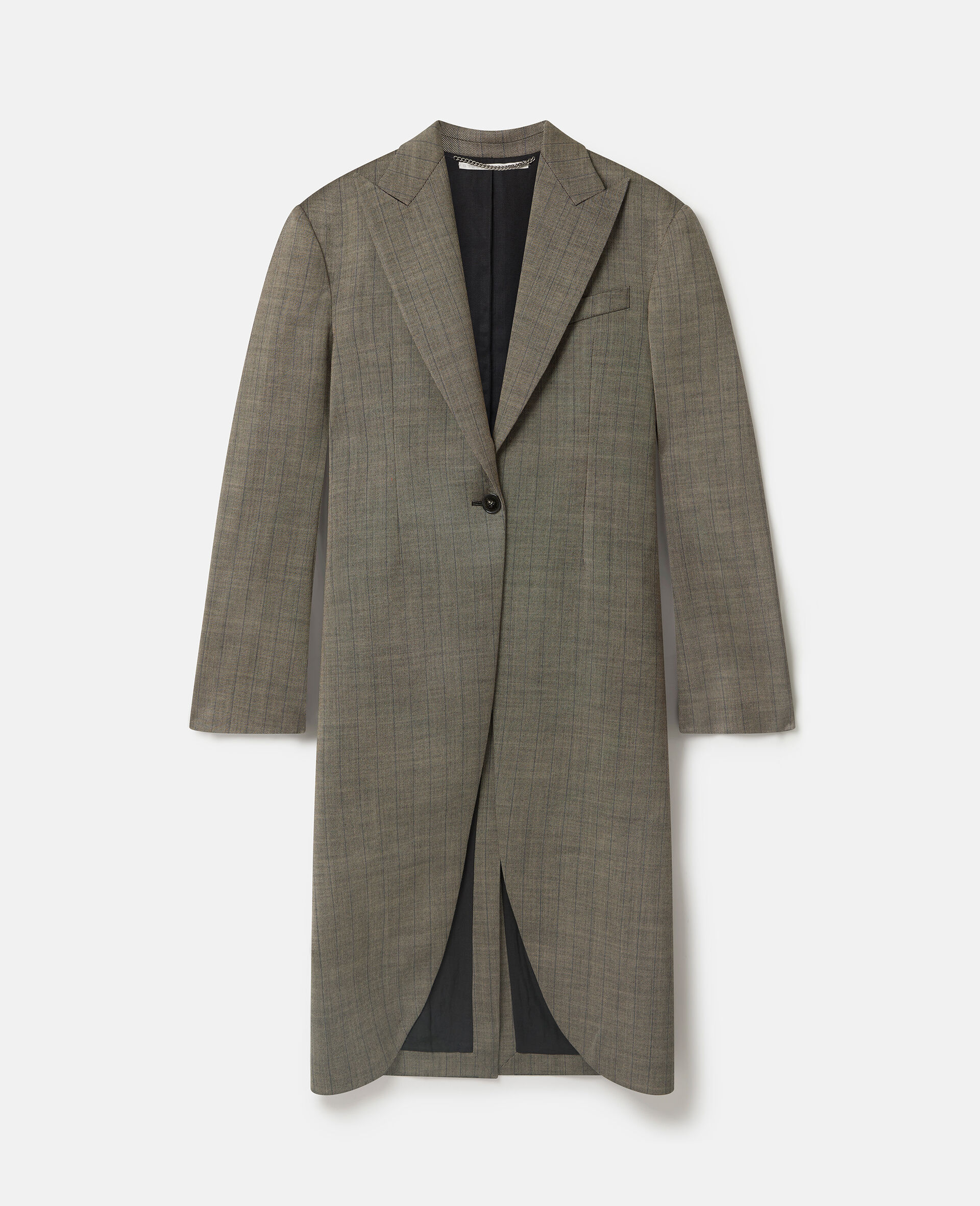 Pinstripe Wool Coat -Grey-large image number 0