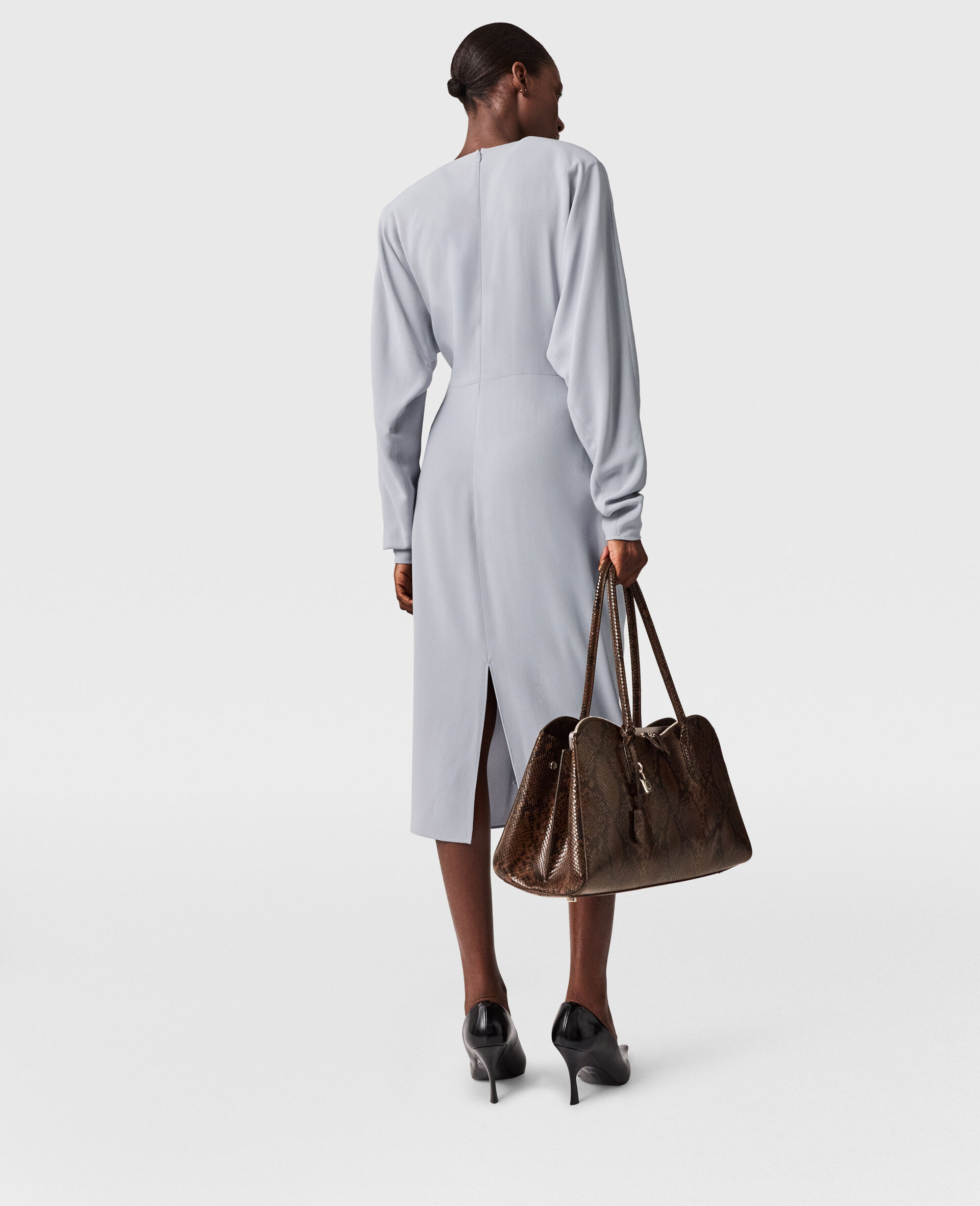 Twist-Front Long-Sleeved Midi Dress-Blue-large Twist-Front Long-Sleeved Midi Dress-Blue-large image number 2