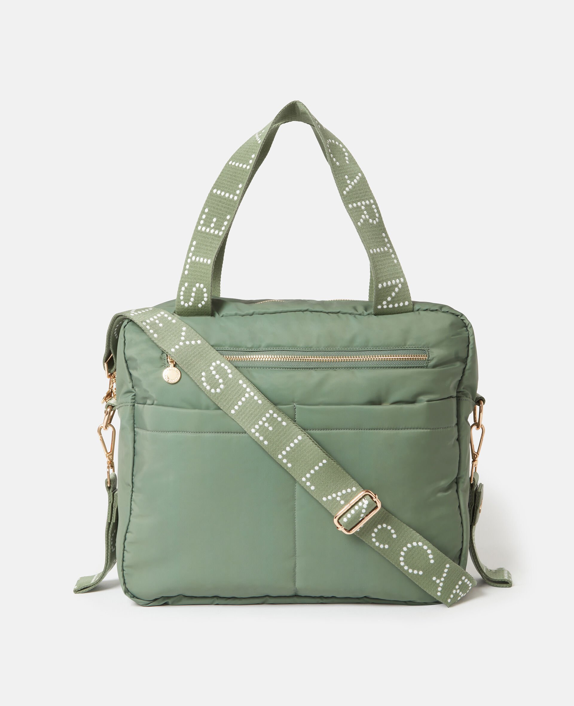 Logo Tape Changing Tote Bag-Green-medium