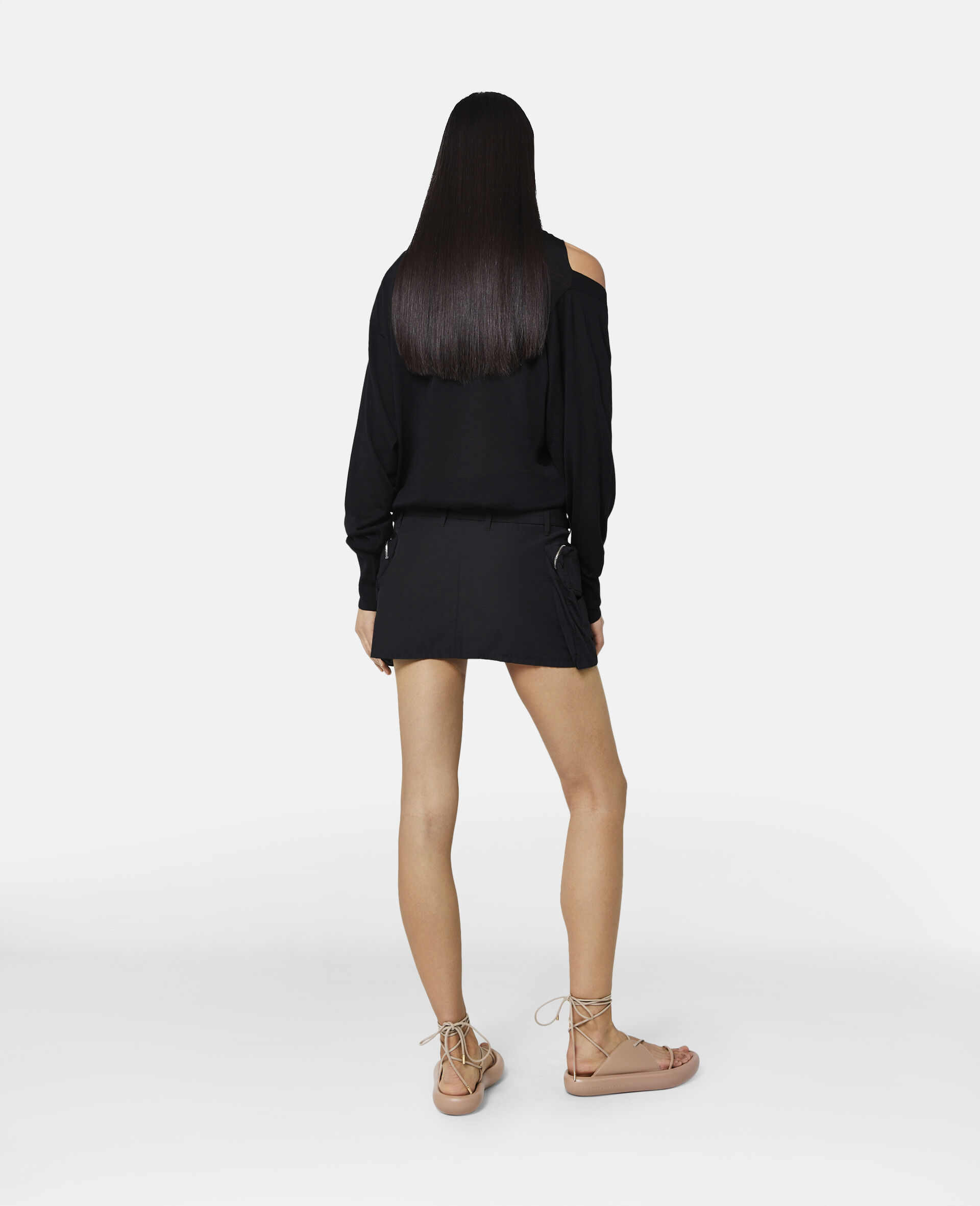 Cut-Out Merino Knit Jumper-Black-large image number 2