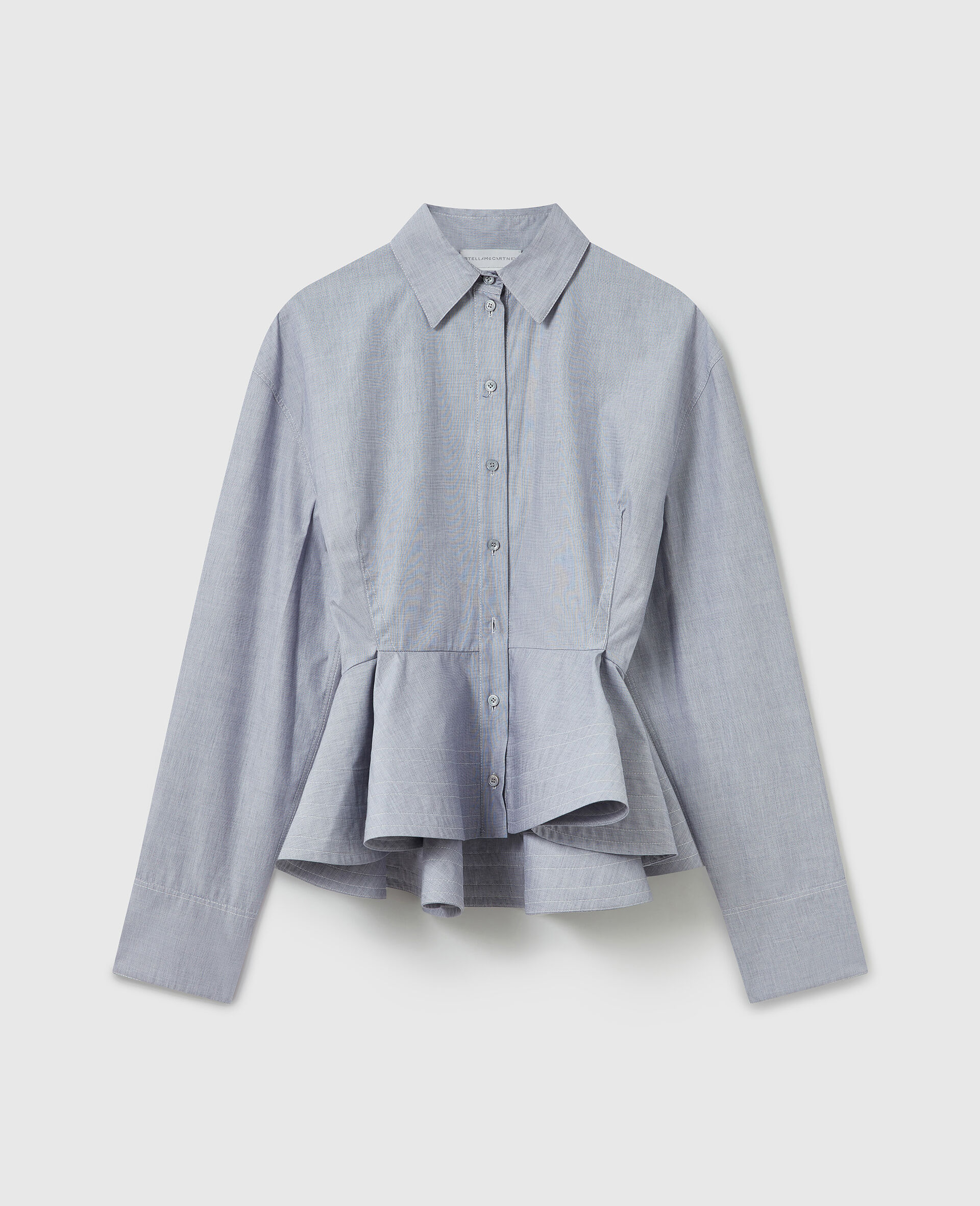 Chambray Peplum Shirt-Blue-medium