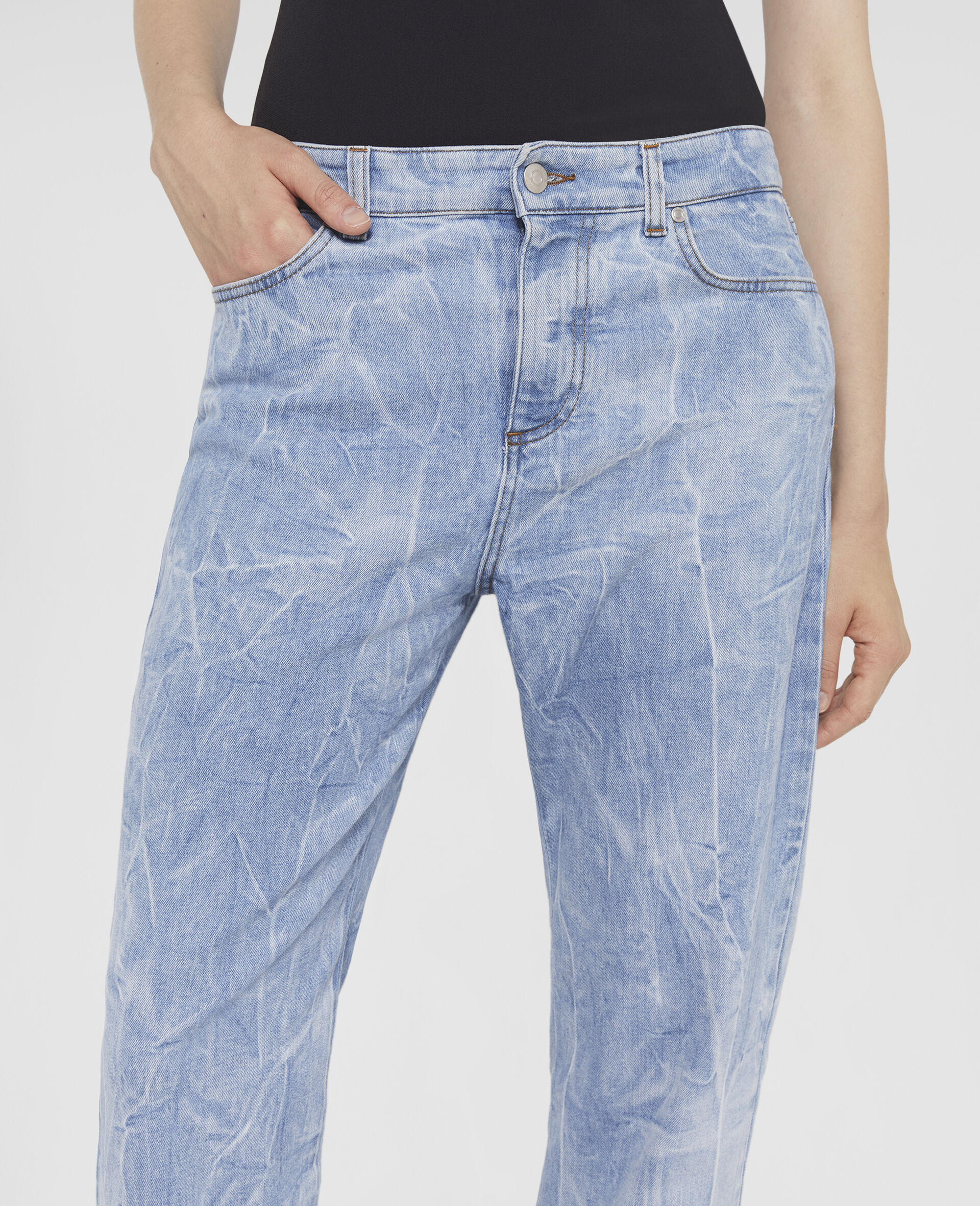 Crinkle Wash Straight Leg Jeans-Blue-large image number 3