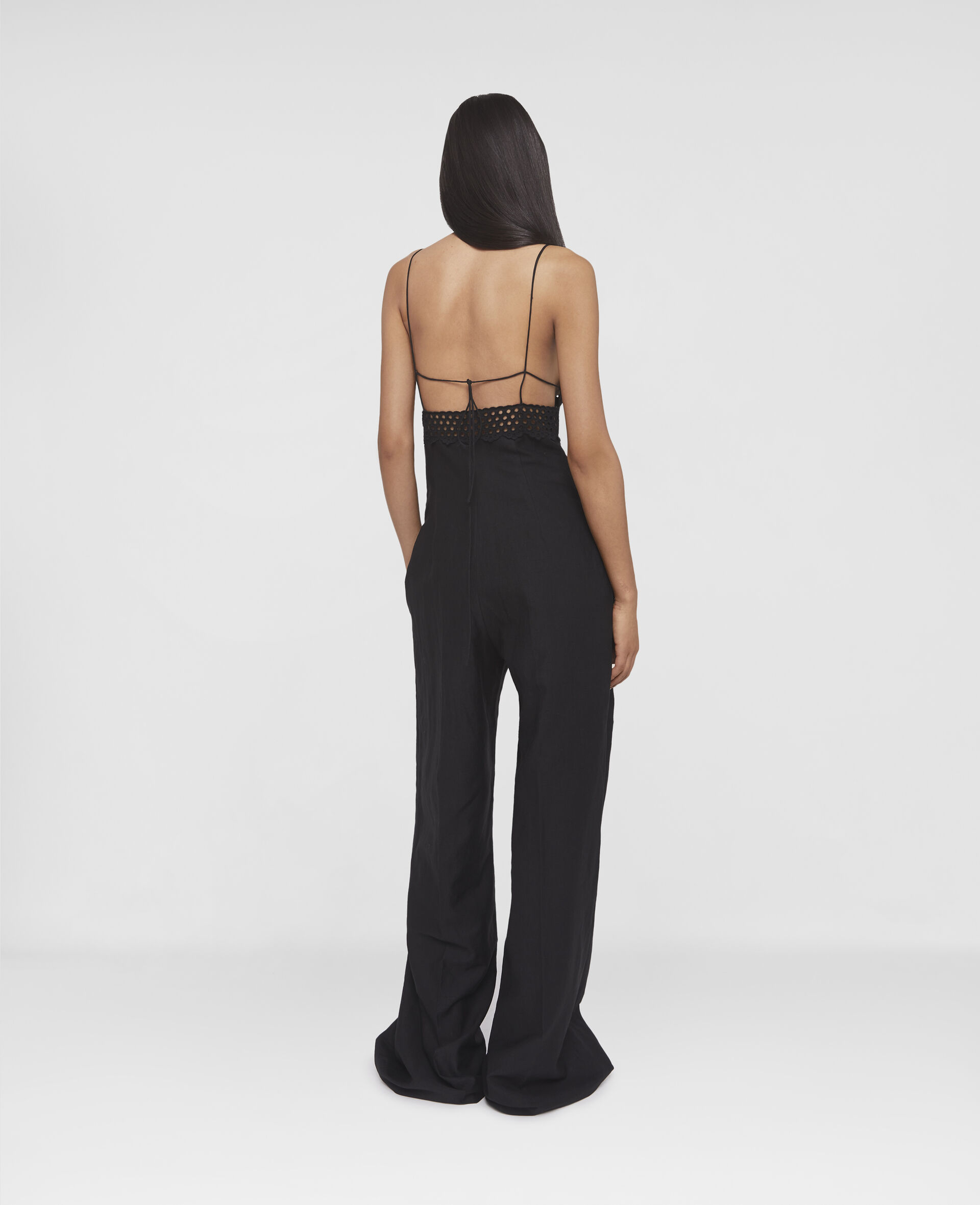 Broderie Anglaise Bustier Jumpsuit-Black-large image number 2