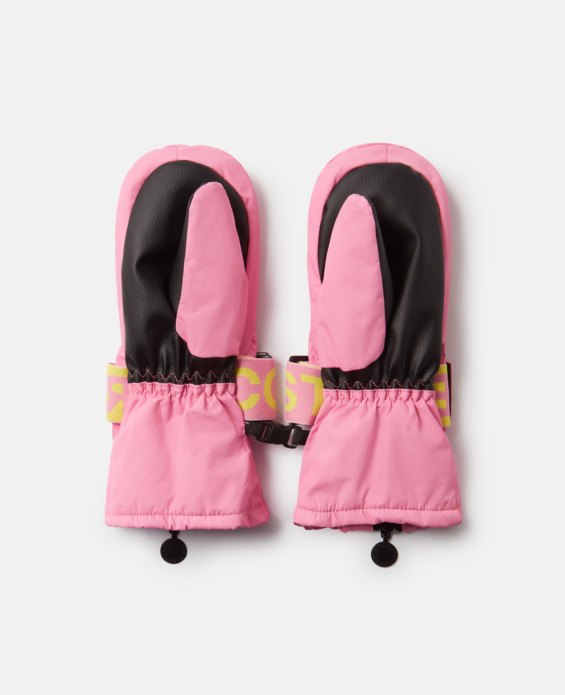 Heart Print Ski Gloves-Pink-medium Heart Print Ski Gloves-Pink-medium