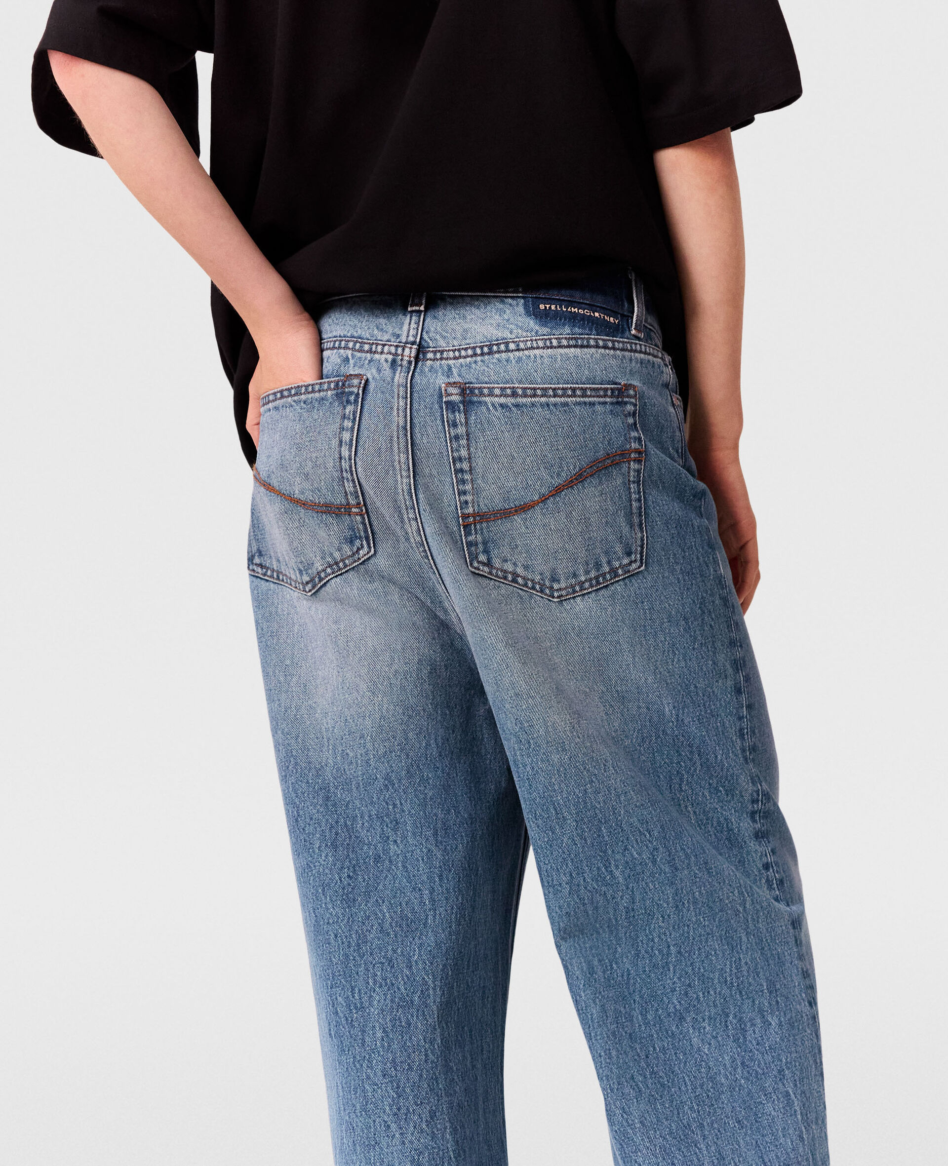 Faded Wide-Leg High-Rise Denim Jeans-Blue-large image number 6