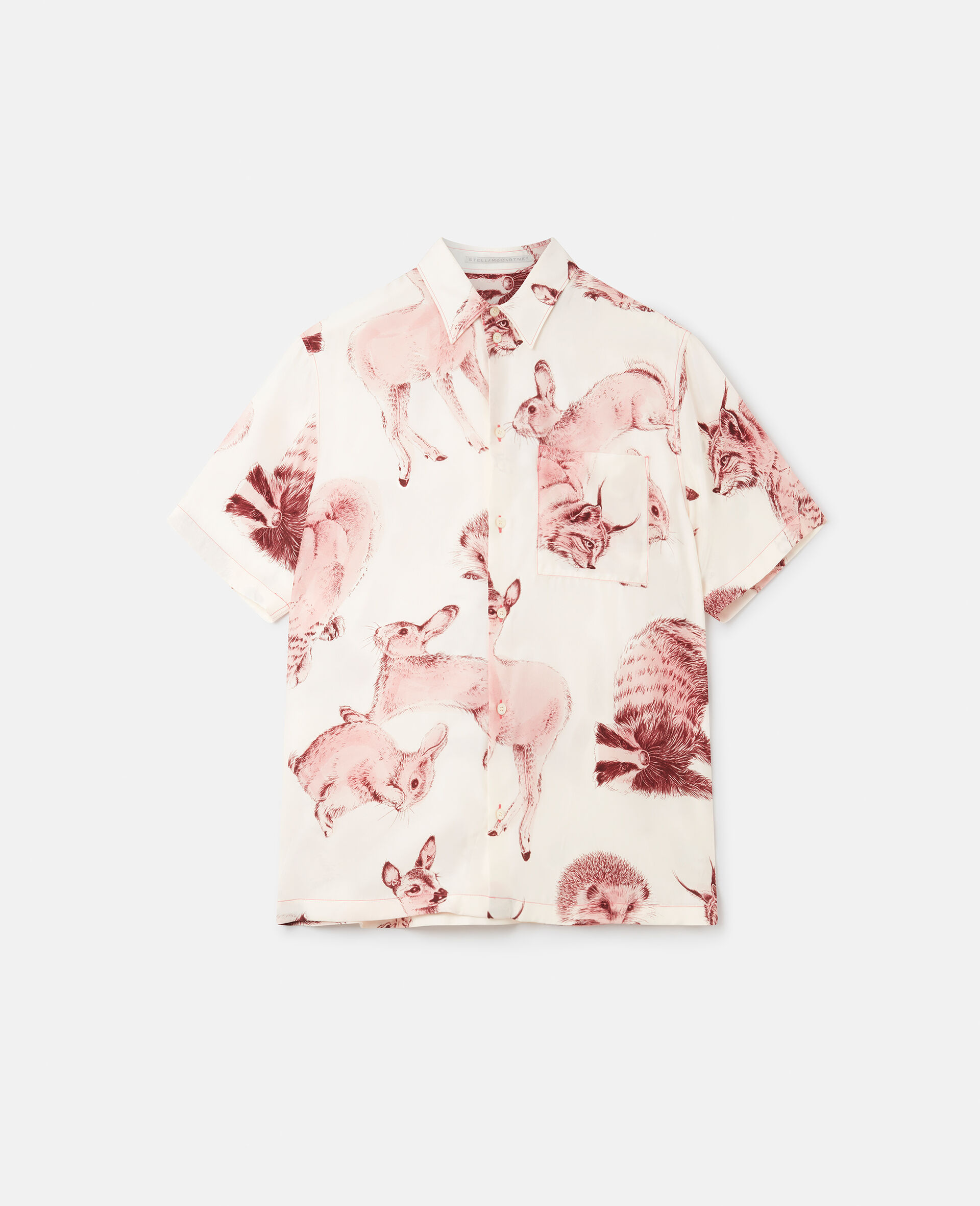 Rewild Fauna Print Silk Shirt-Pink-large