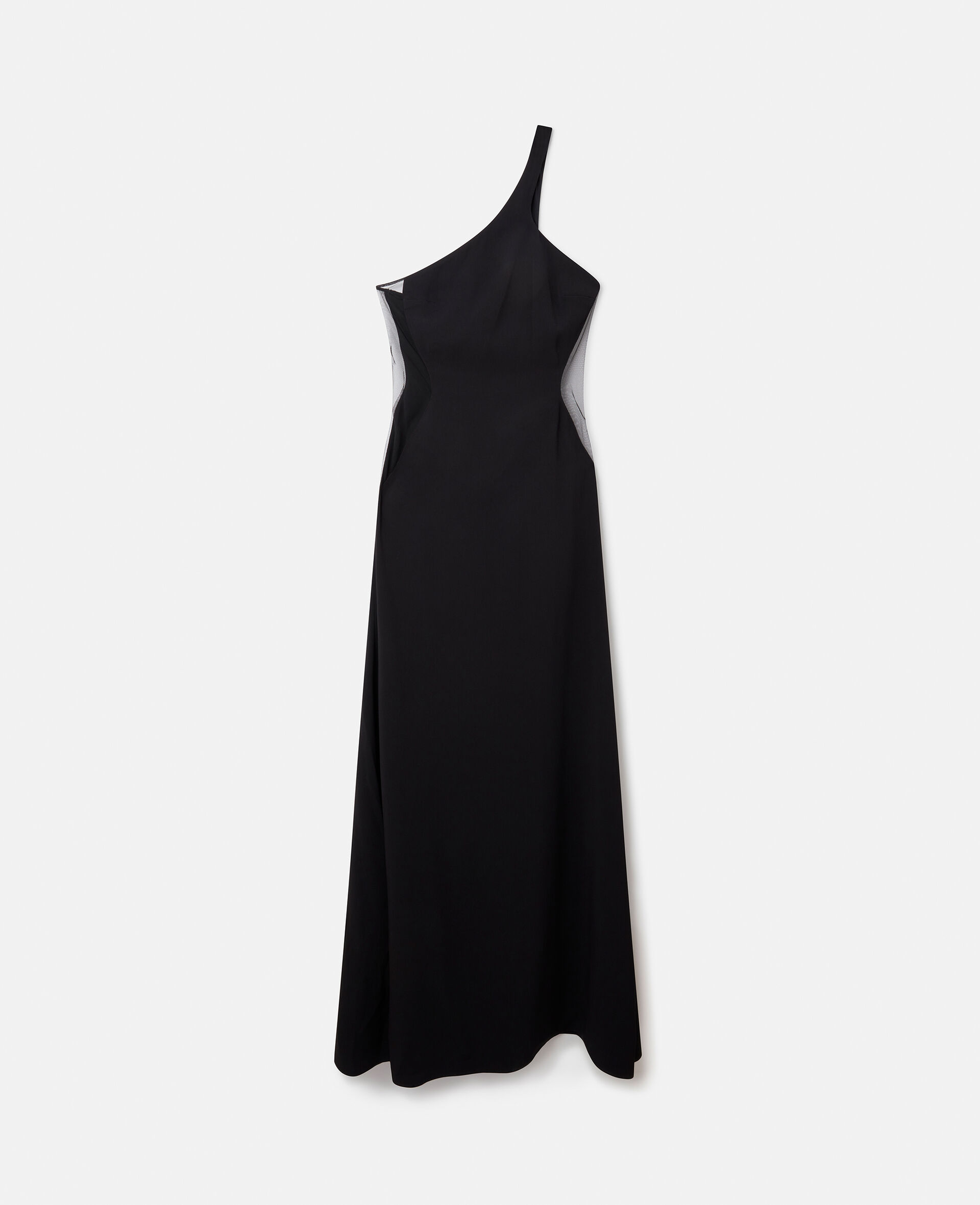 Stretch Cady One-Shoulder Dress-Black-large image number 0