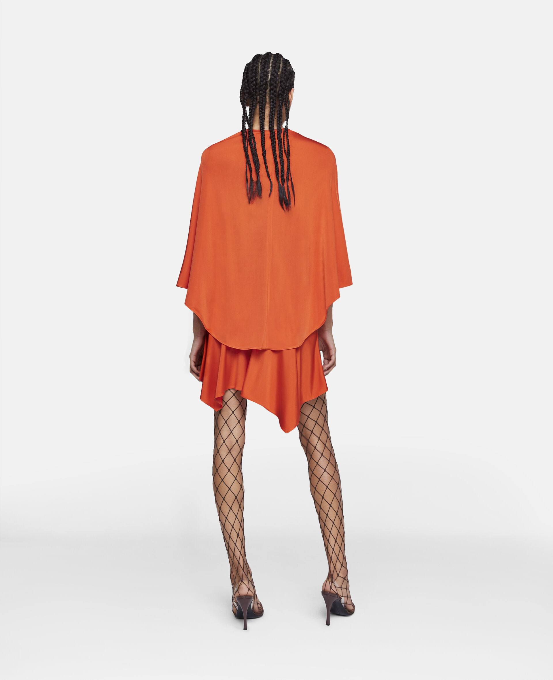 Satin Cropped Cape Top-Orange-large image number 2