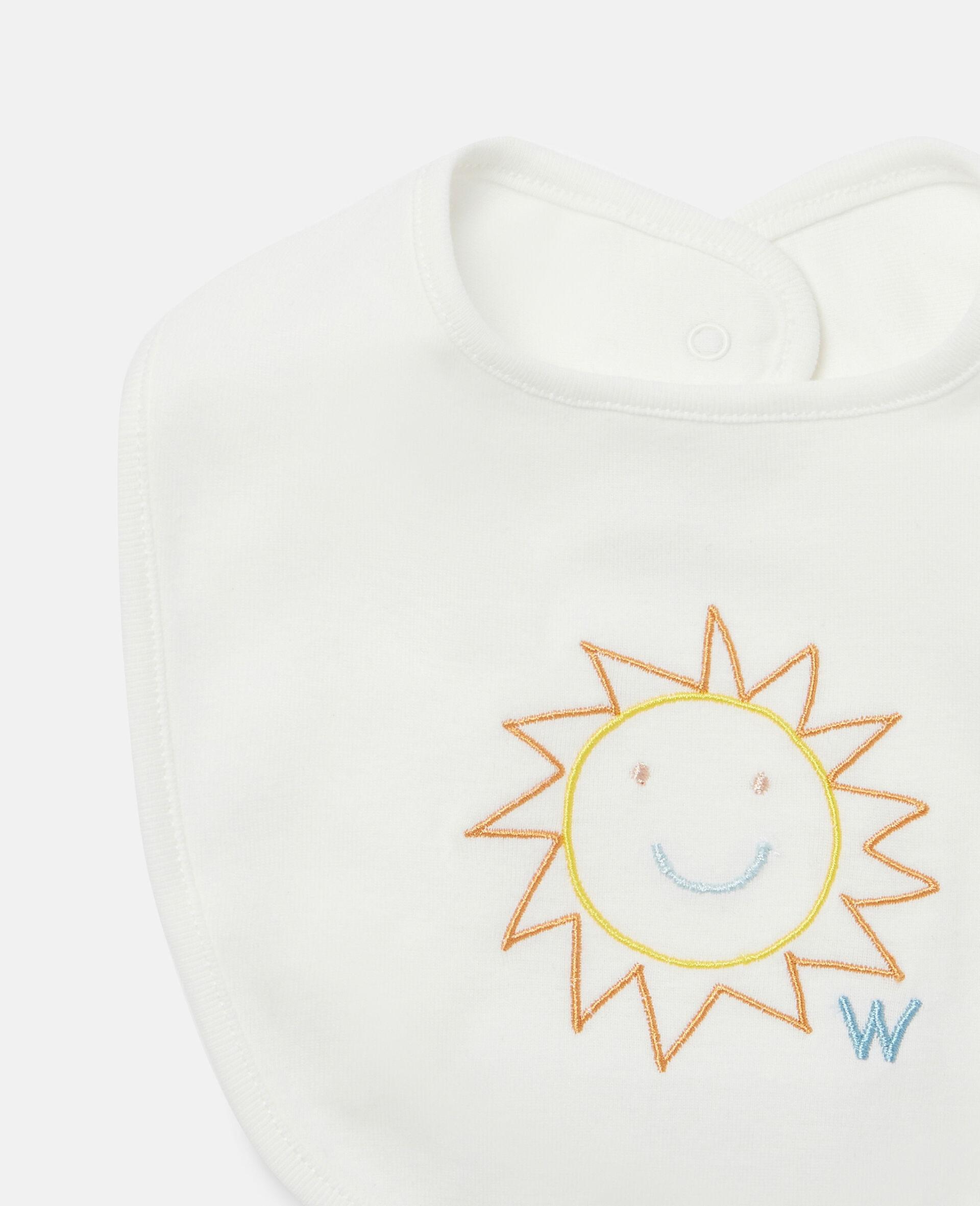 Weather Embroidery Cotton Jersey Bib Set-White-large image number 2