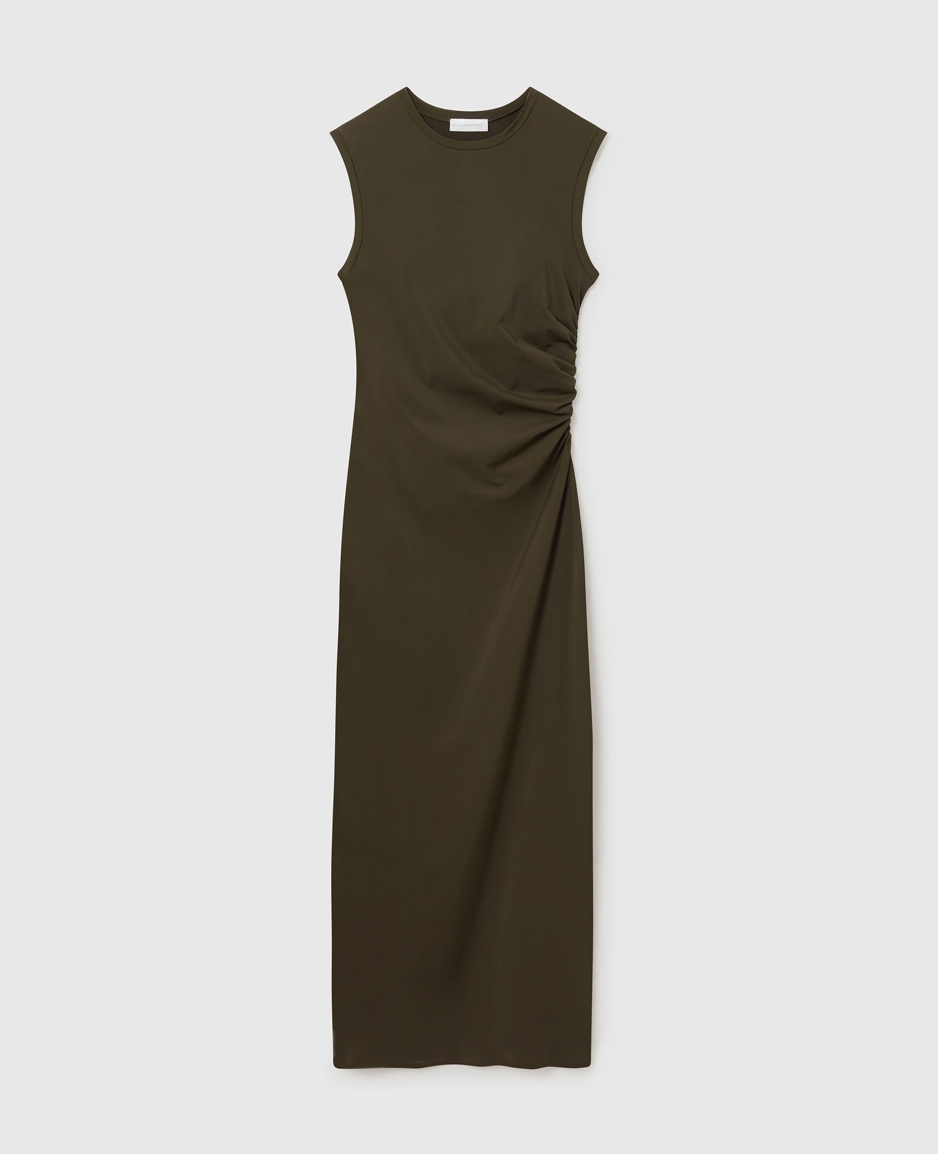 Sleeveless Crewneck Twist Mesh Midi Dress-Green-medium