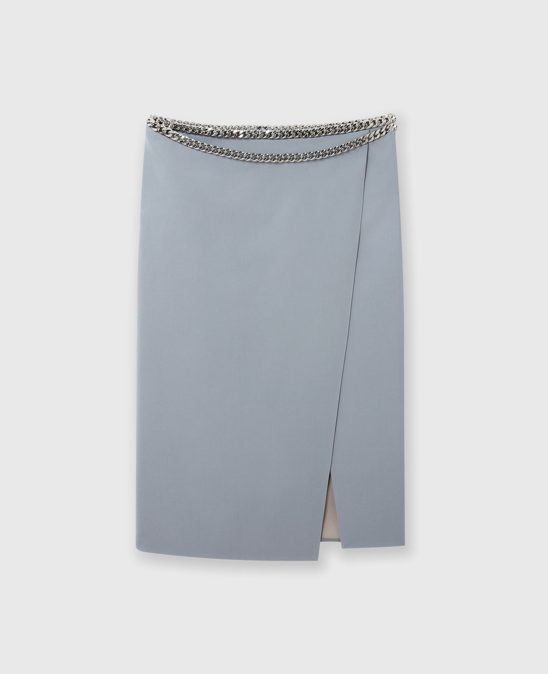 Falabella Chain Wool Midi Skirt-Grey-large image number 0