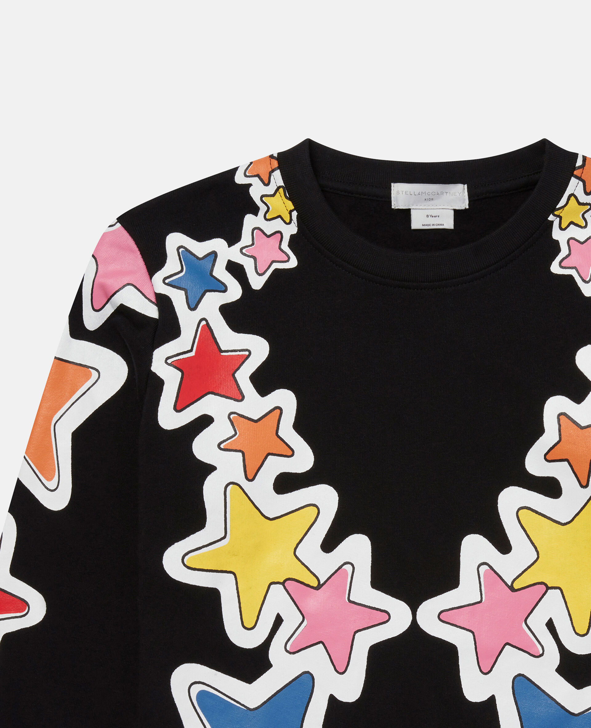 Cosmic Star Print Fleece Sweatshirt-Black-large image number 1