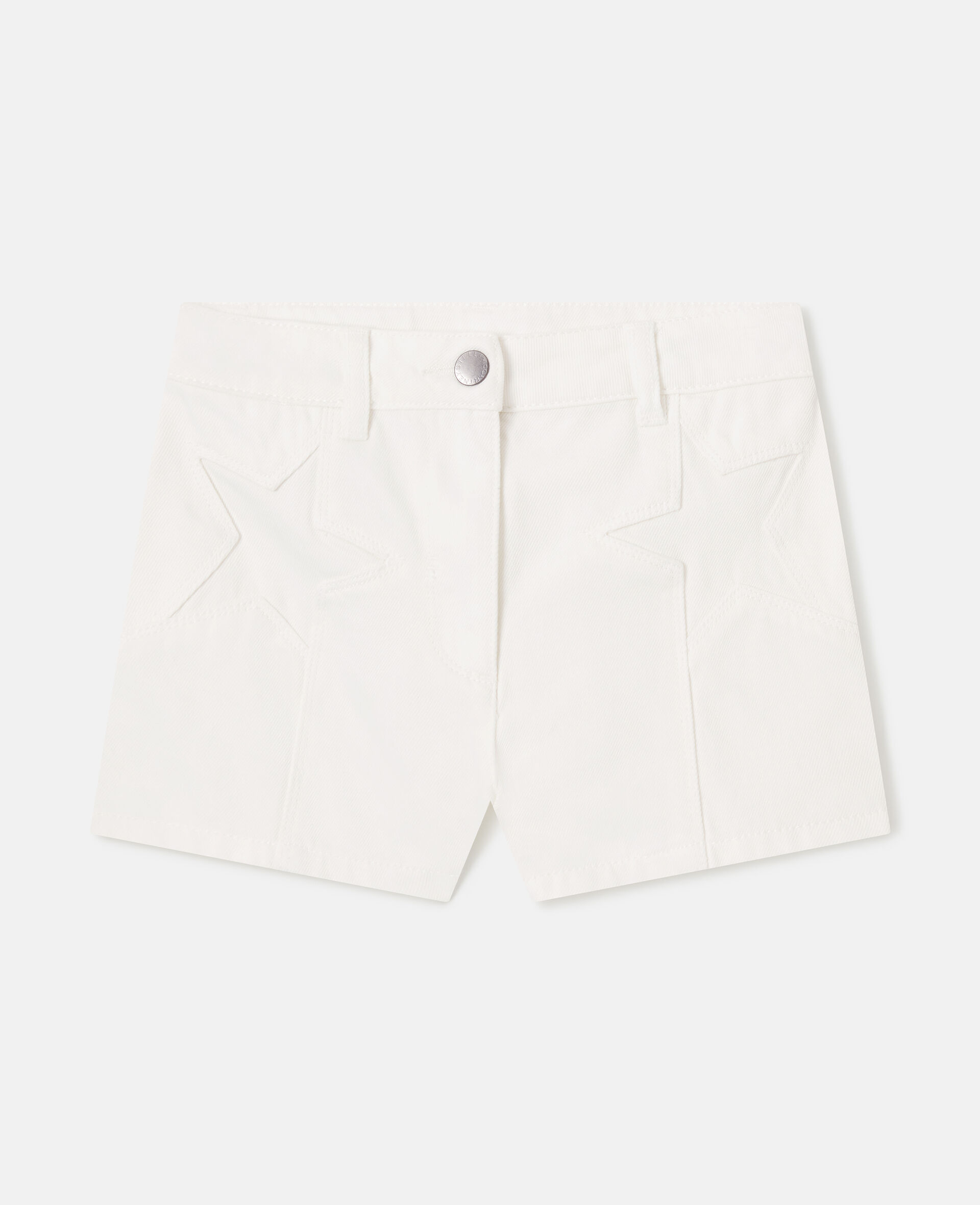 Star Graphic Gabardine Shorts-White-medium