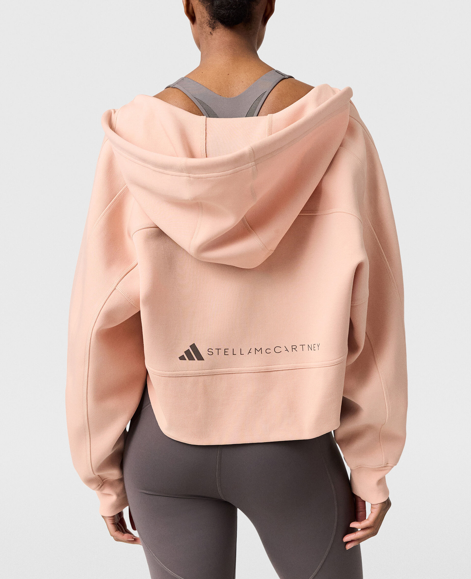 Kurzer Kapuzenpullover mit Logo-Beige-large image number 4