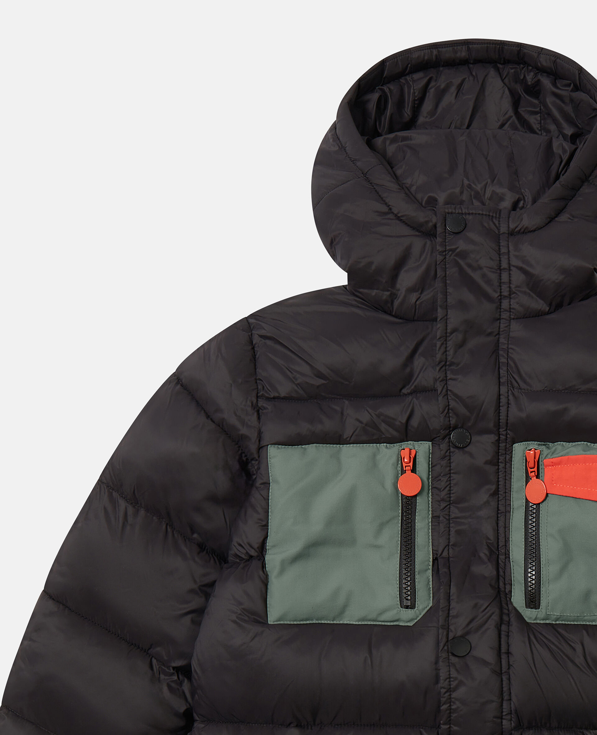 Logo Graphic Hooded Puffer Coat-Black-medium