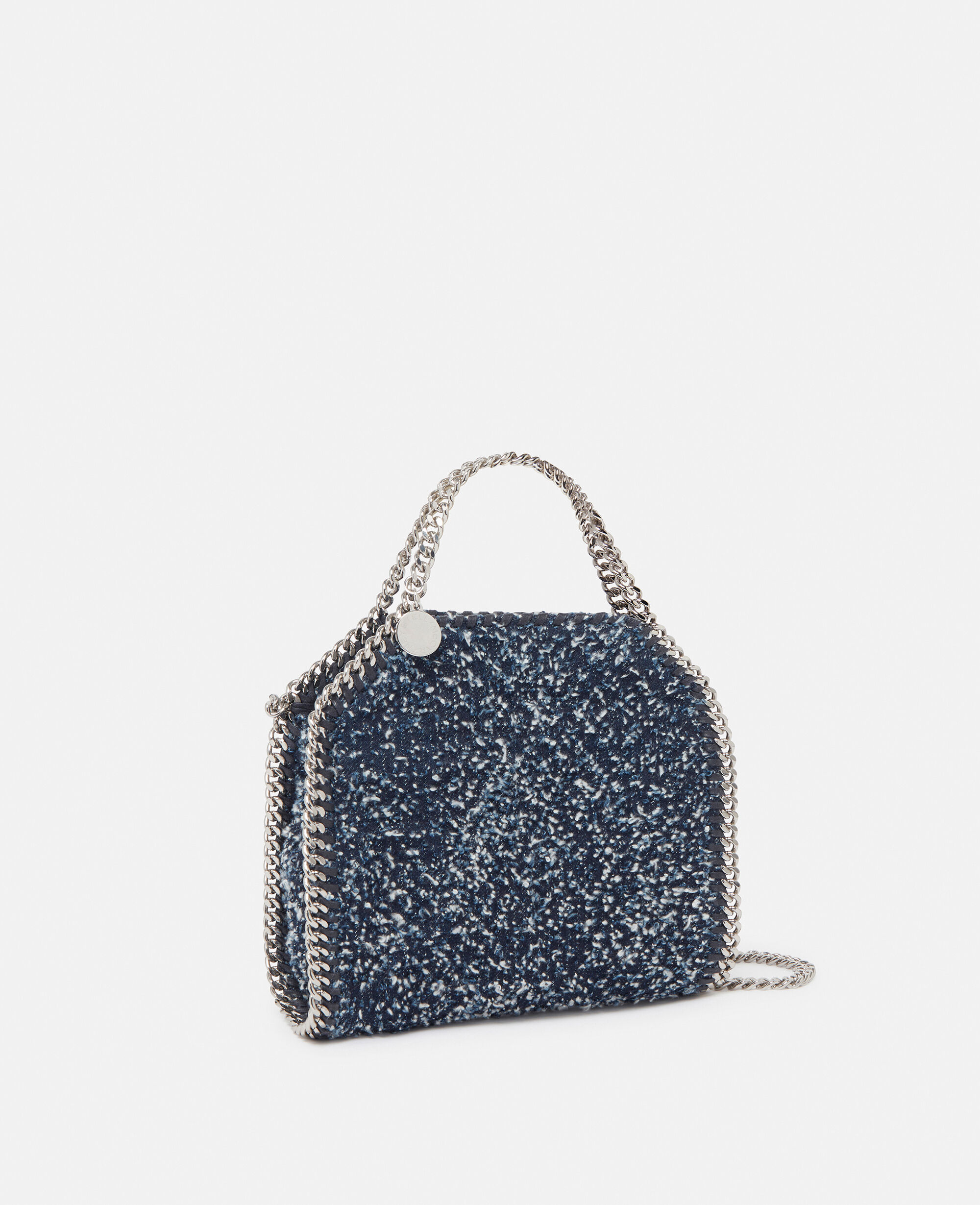 Women Speckled blue Falabella Tiny Bouclé Tote Bag | Stella