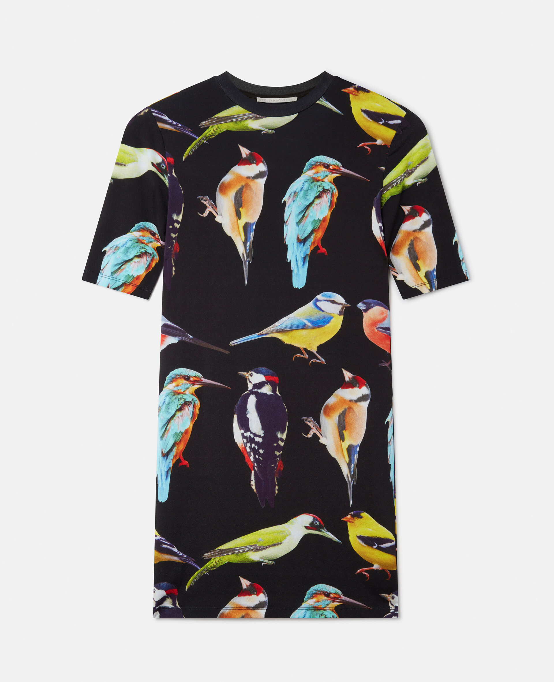 Bird Print Jersey Midi Dress-Black-large image number 0