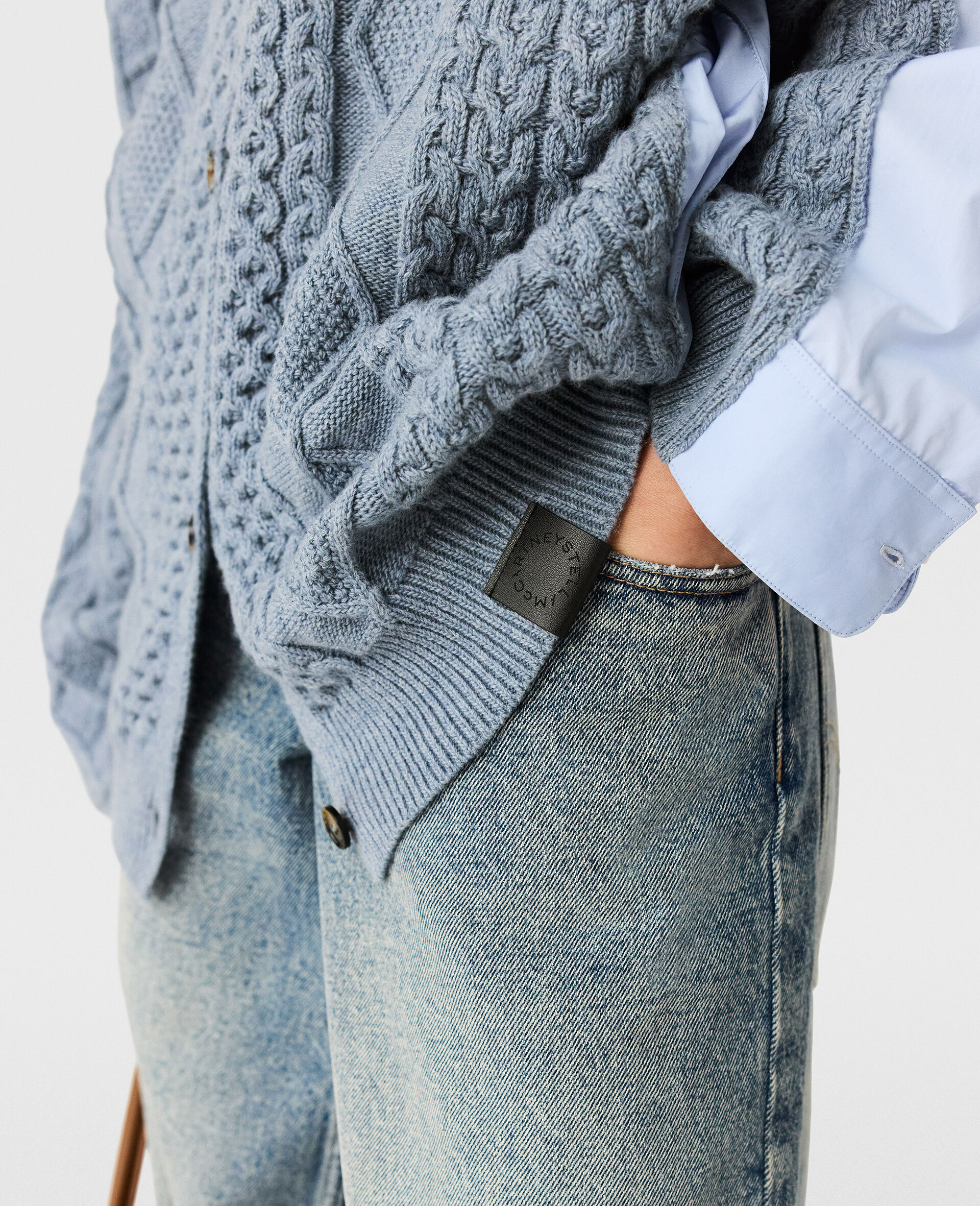 Hybrid Knit Shirt Cardigan-Blue-large image number 3