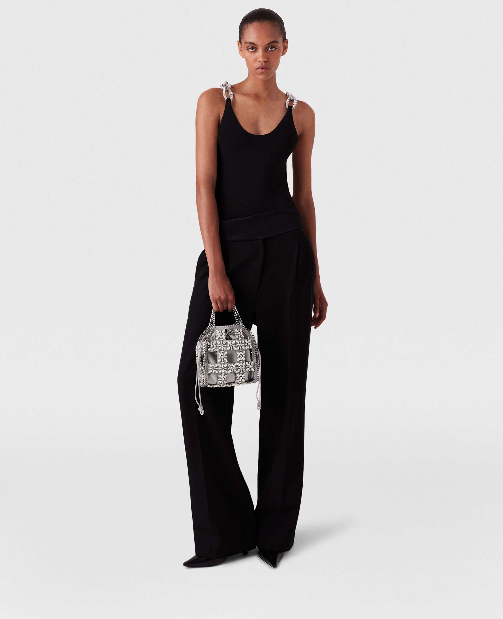 Crystal Chain Strap Top-Black-large image number 5