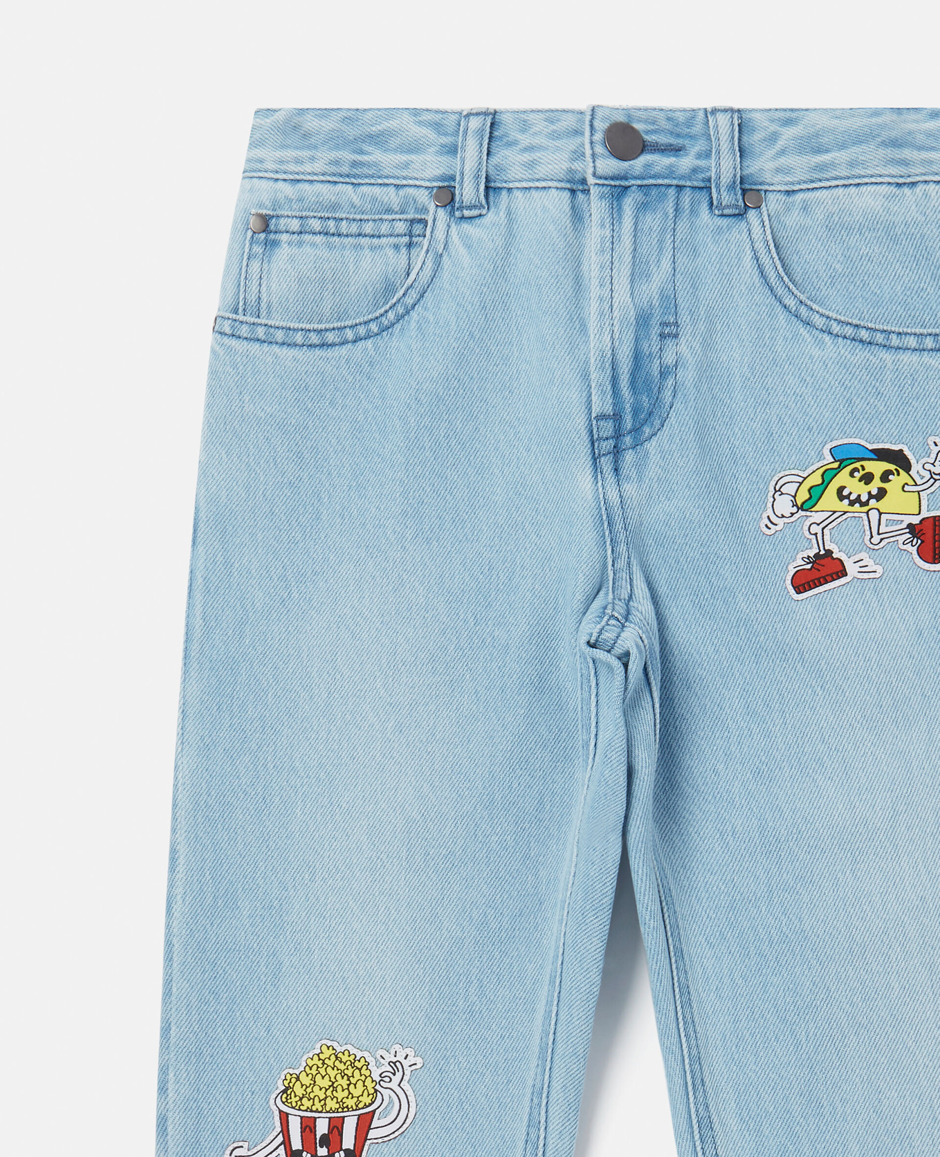 Fast Food Embroidery Boyfriend Jeans-Multicolour-large image number 1