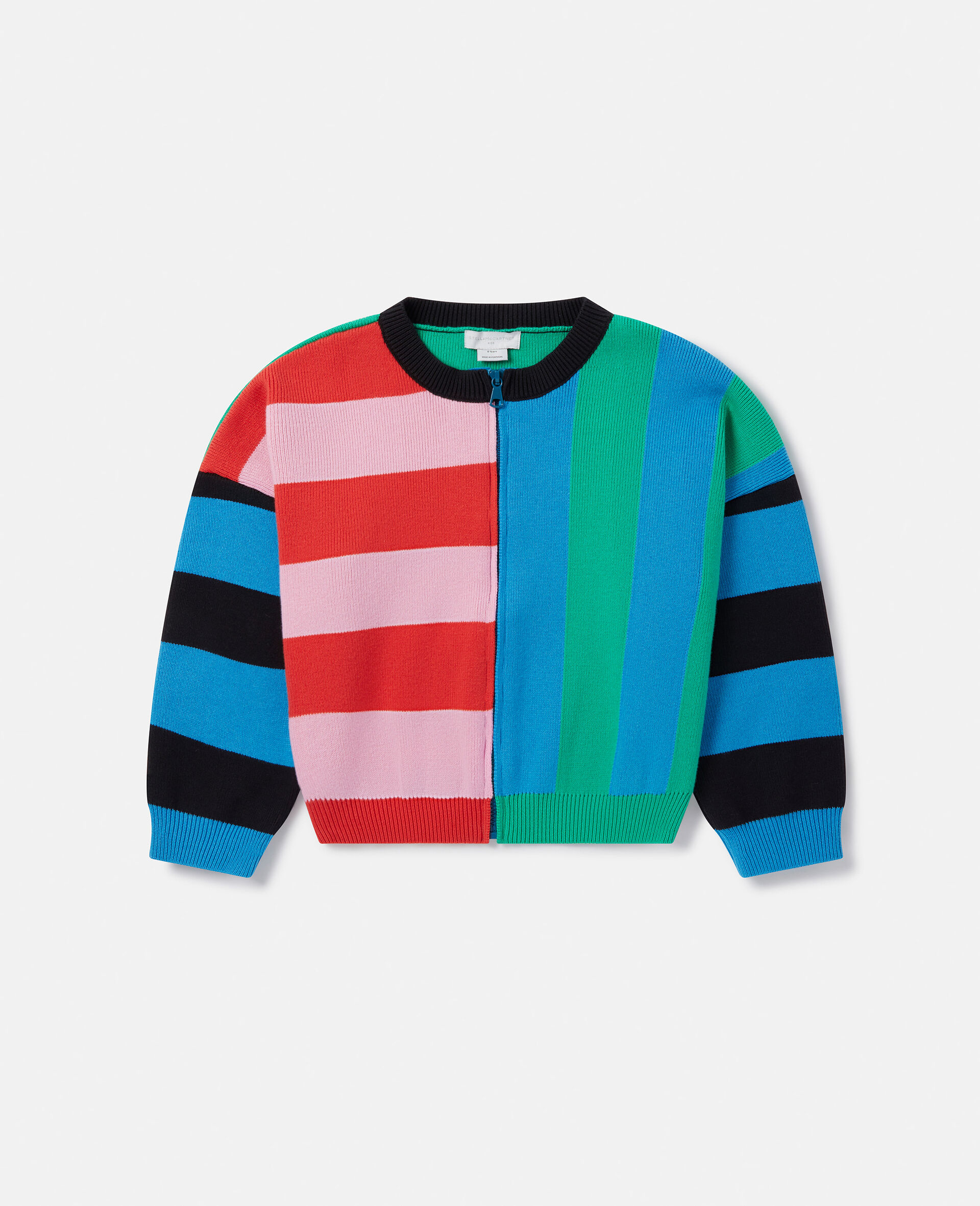 Variegated Stripe Zip Cardigan-Multicolour-large image number 0