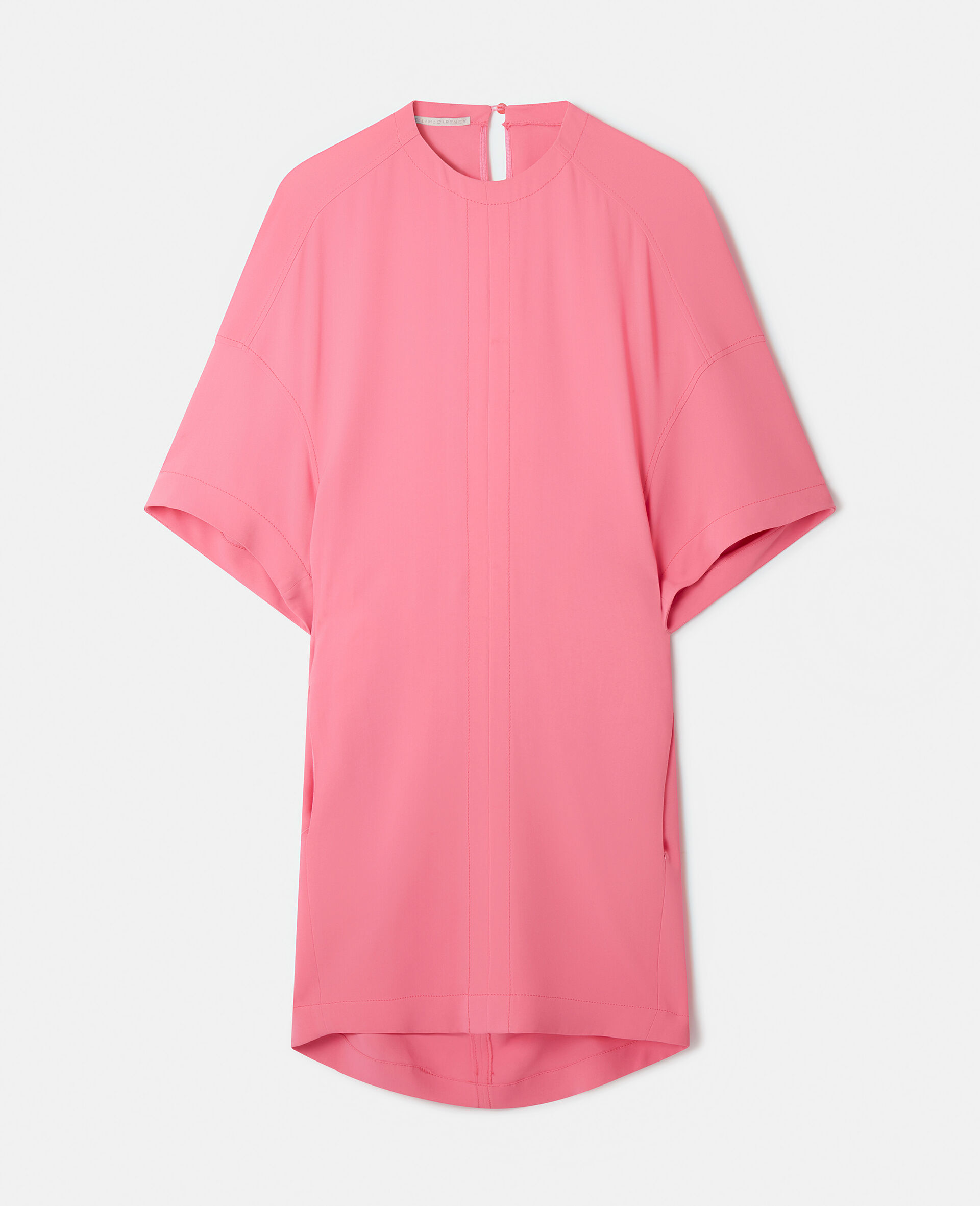 オーバーサイズスリーブ Tシャツドレス-ピンク-medium