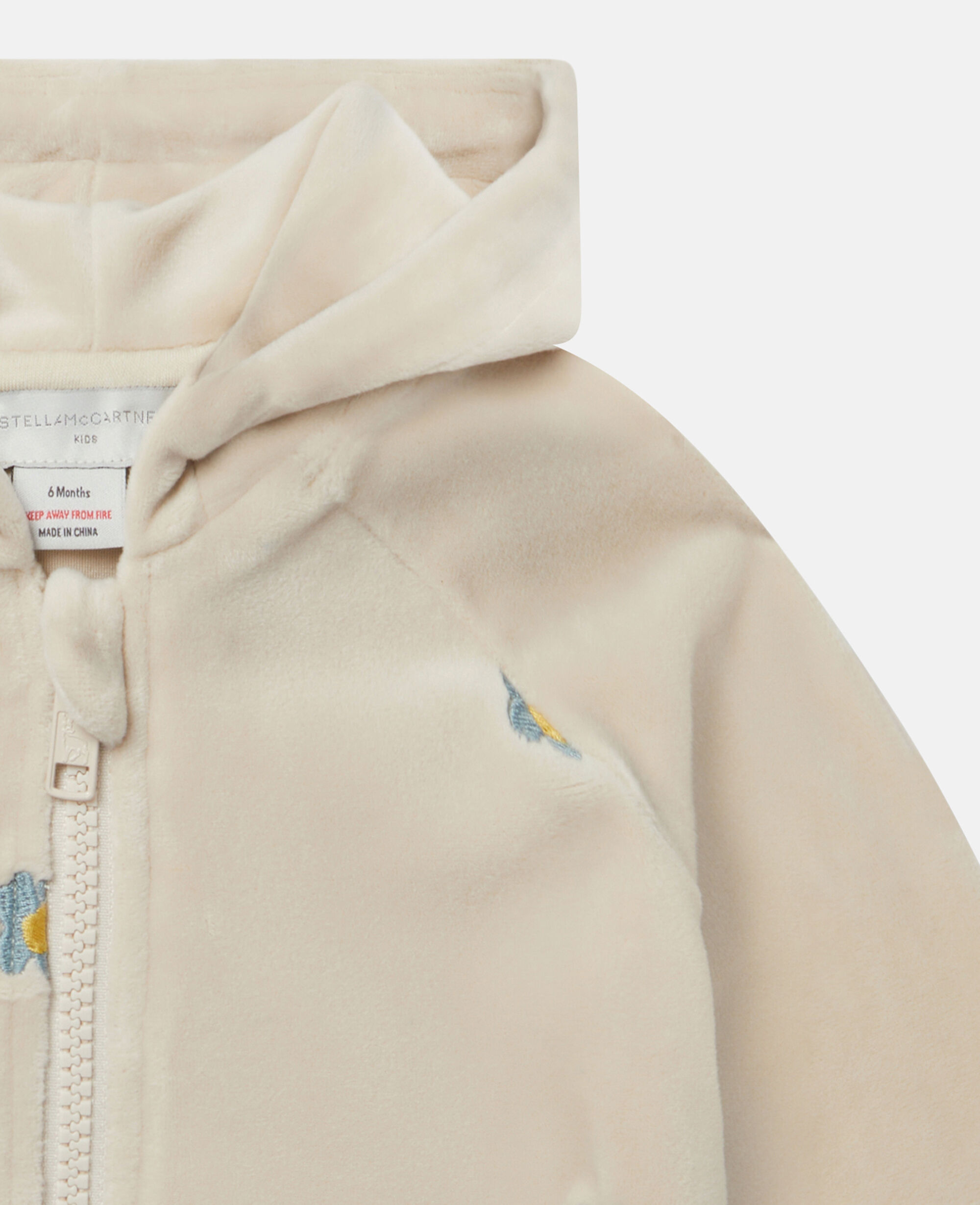 Felpa con cappuccio in velours di cotone con ricamo margherite Stella McCartney Abbigliamento Maglioni e cardigan Felpe e hoodies Hoodies 