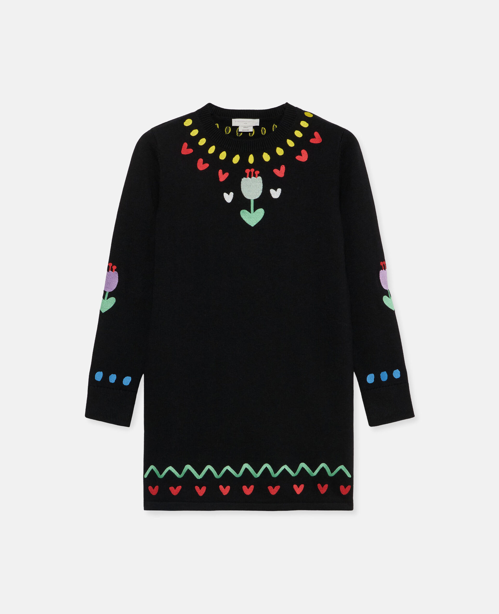 Tulip Embroidery Sweater Dress-Black-large image number 0