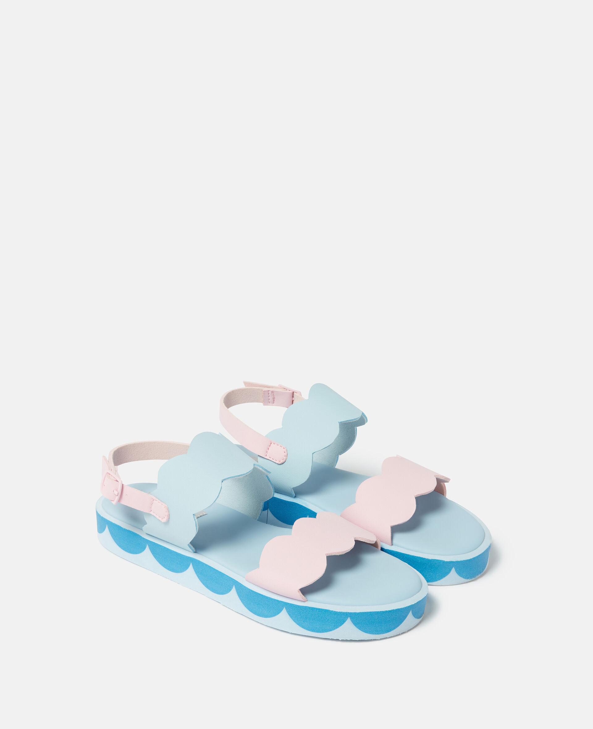 Scalloped Ankle-Buckle Sandals-Pink-large image number 1