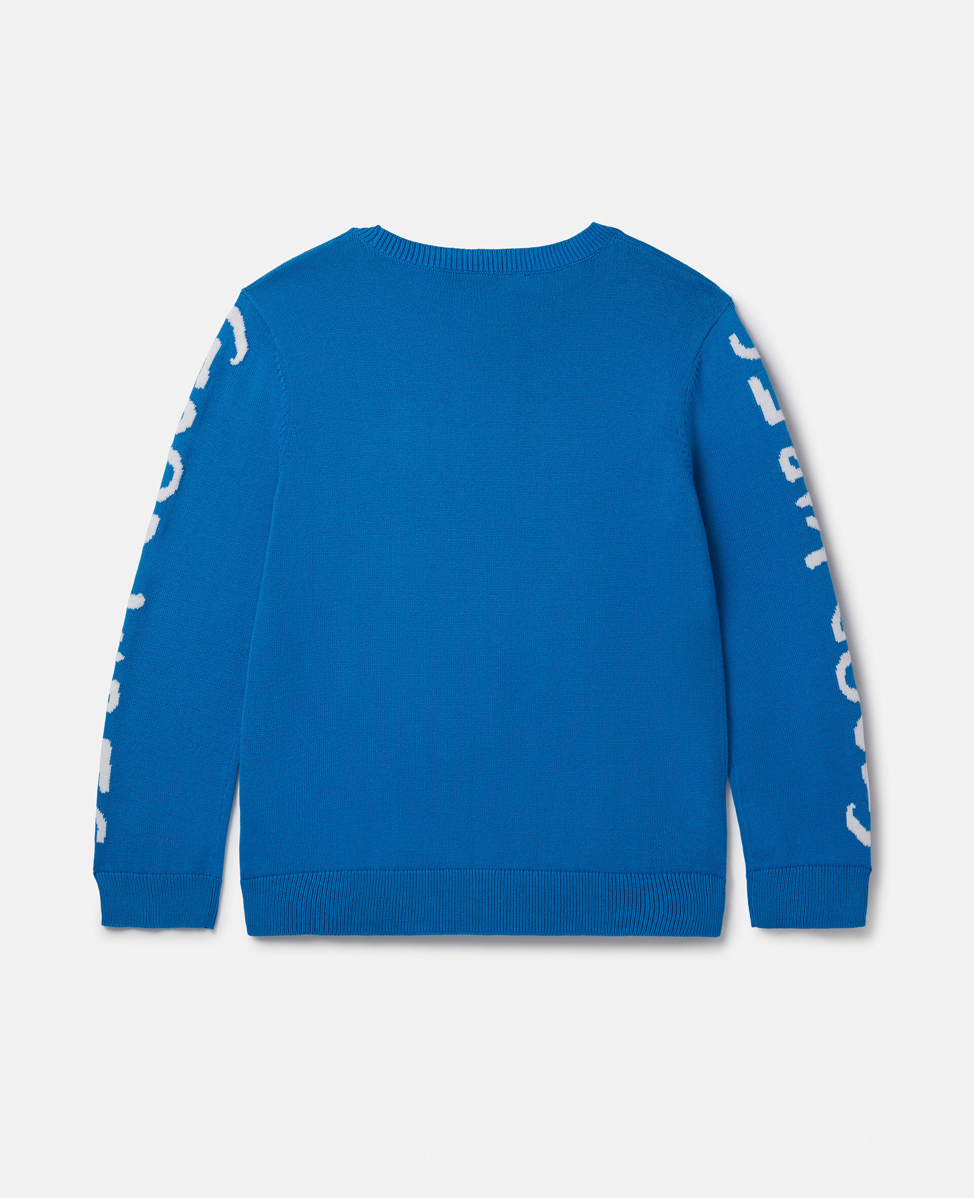 Fringed Monkey Intarsia Knit Jumper-Blue-large image number 2