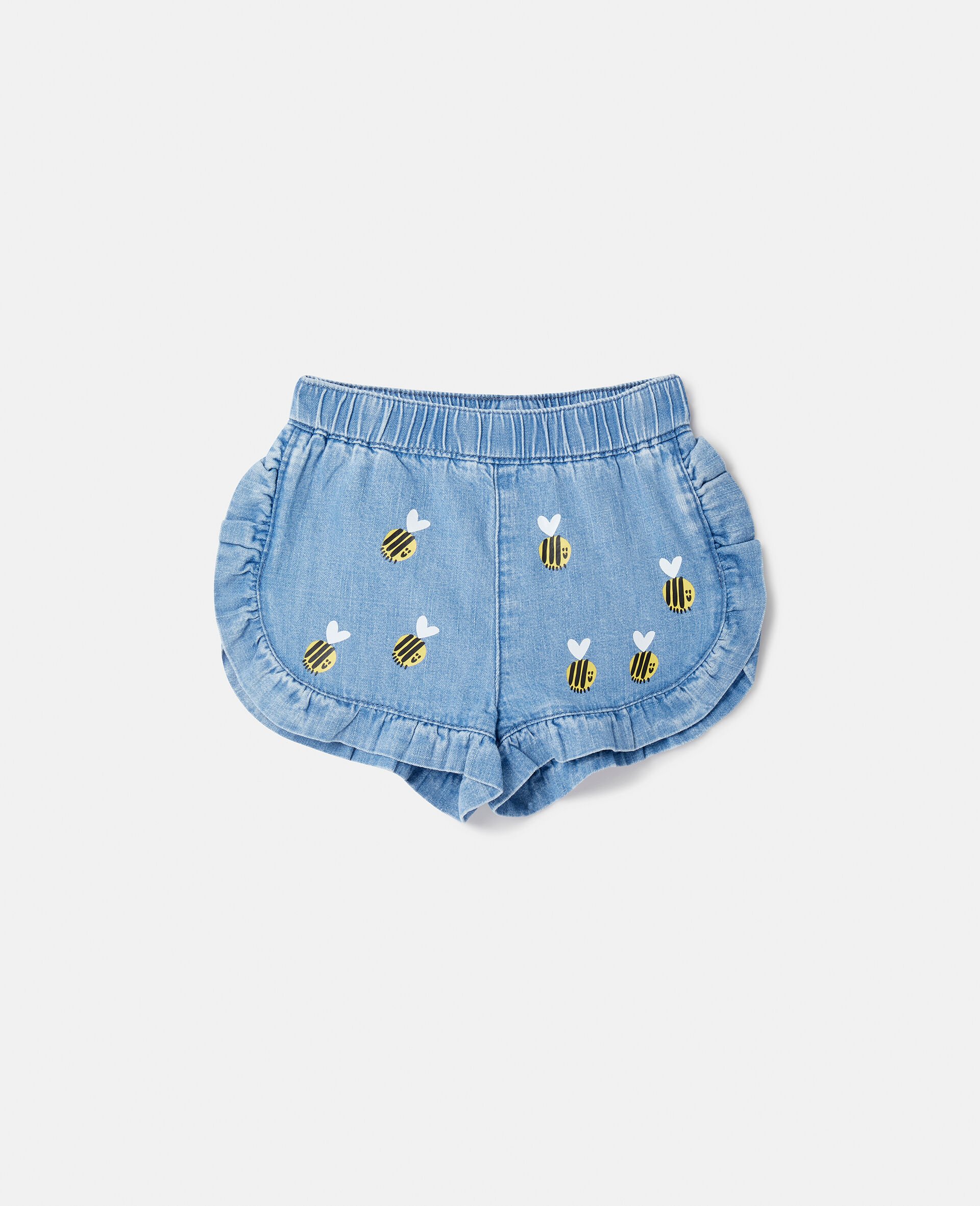 Bumblebee Embroidery Denim Shorts-Blue-large image number 0