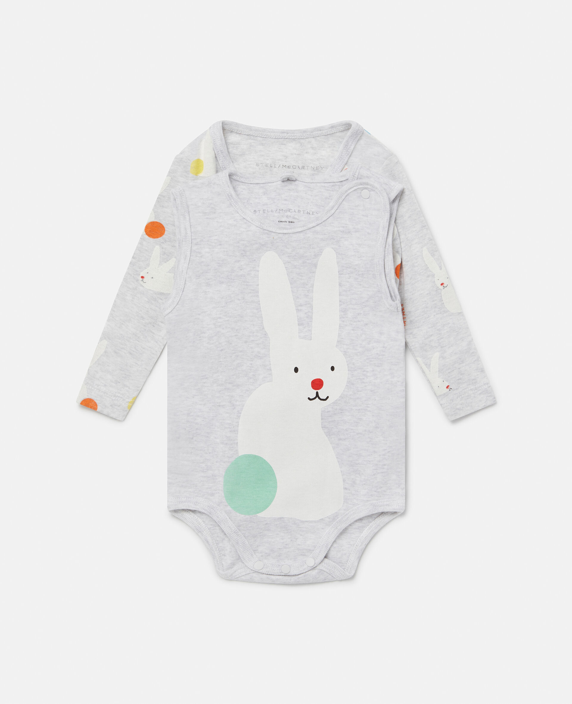Bunny Print Bodysuit Set-Grey-large image number 0