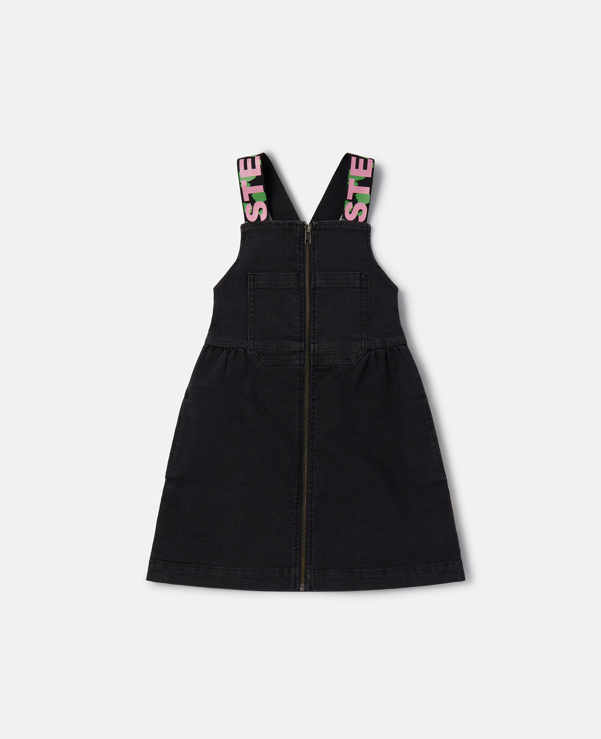 Stella Logo Tape Denim Dungaree Dress-Black-large image number 0
