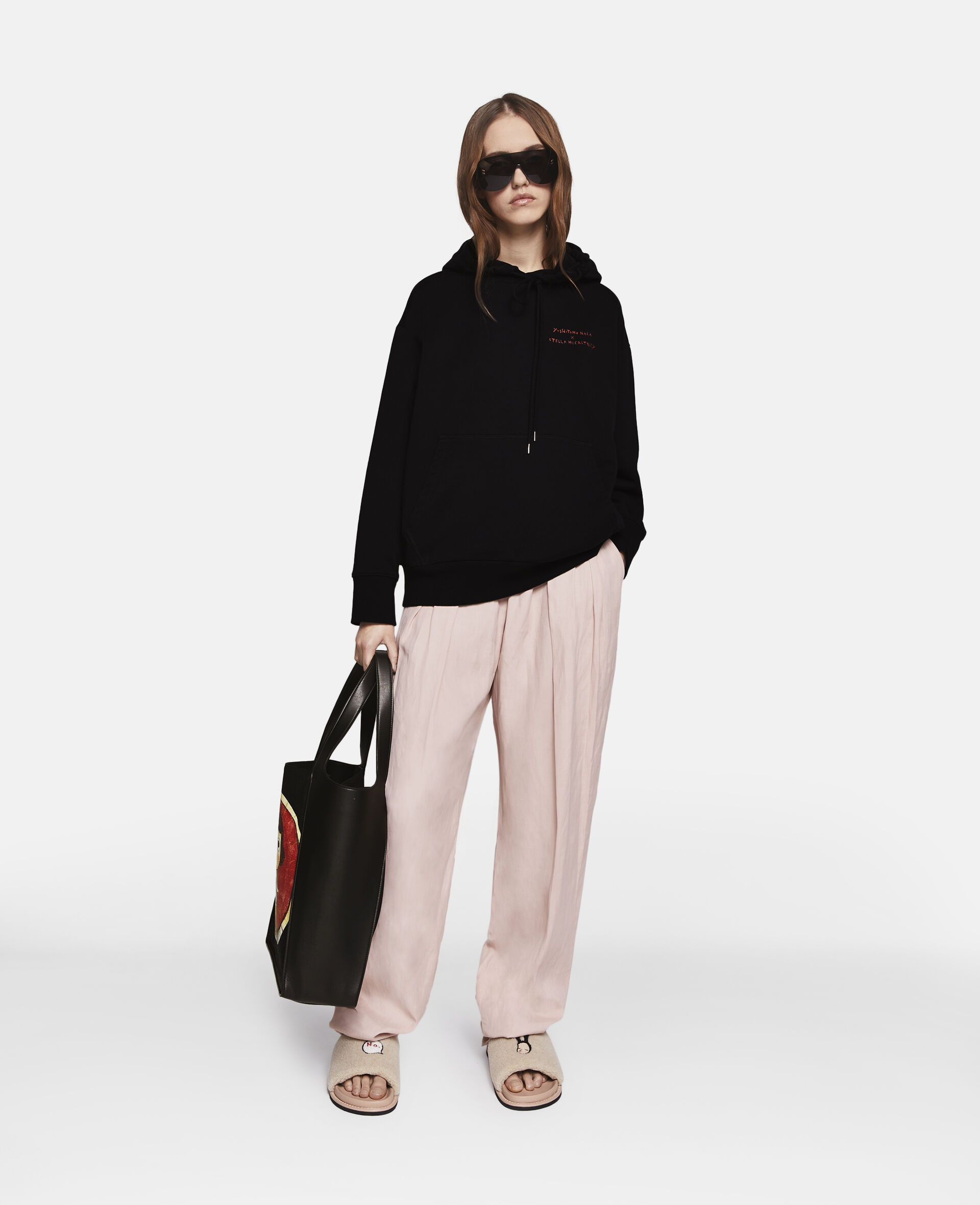 Sweat à capuche à imprimé Twins II-Noir-large image number 1